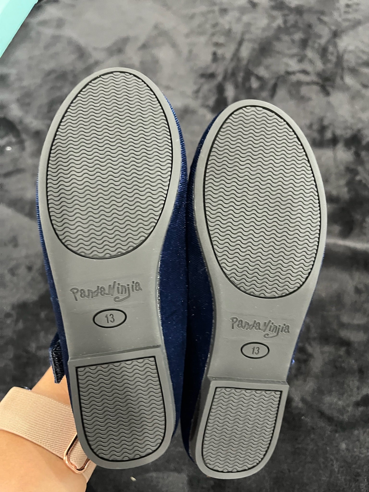 Girls Navy Suede Slip On Shoes With Rhinestones image 4