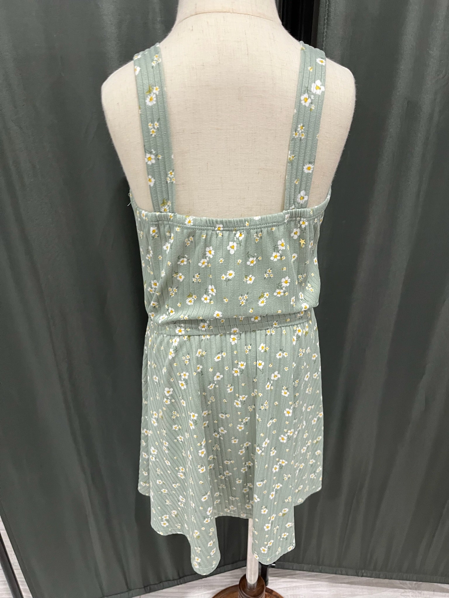 Girls Green Floral Dress image 2