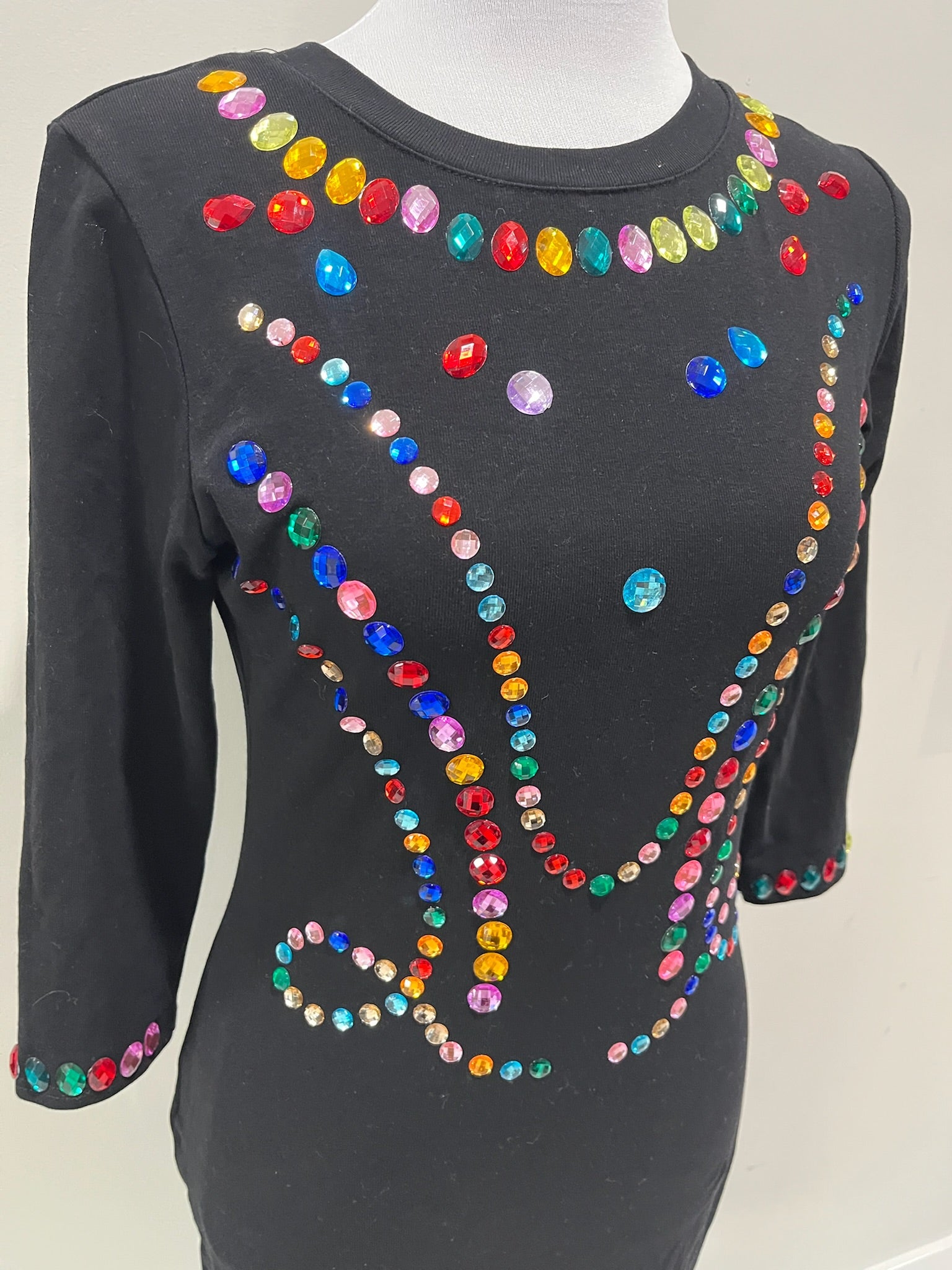 Women’s Black Dress With Colorful Gems image 1