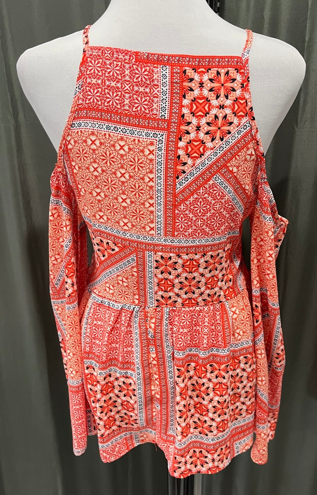 Women’s Orange Boho Peek A Boo Shoulder Top image 3