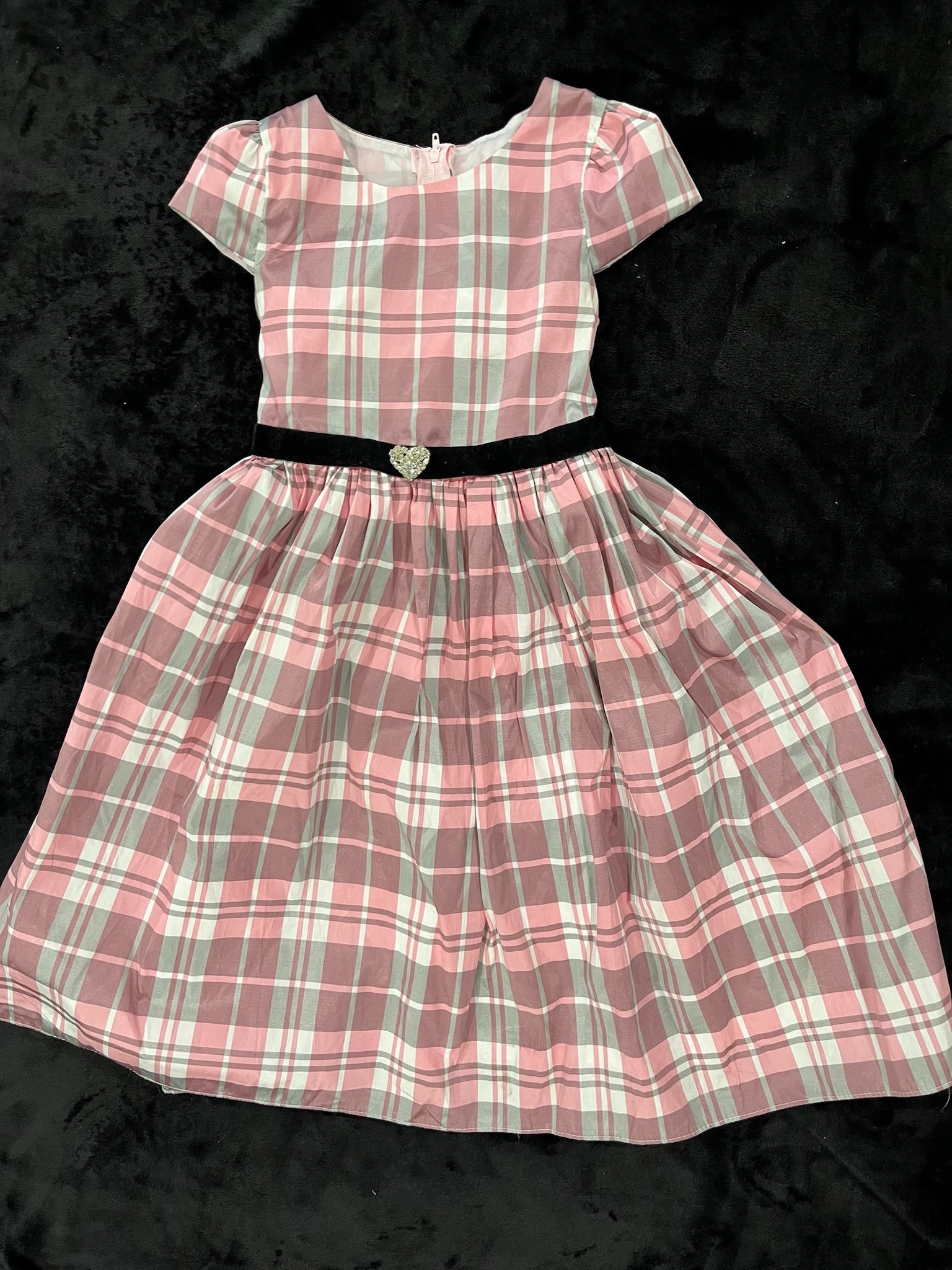 Girls Pink Checkered Dress image 0