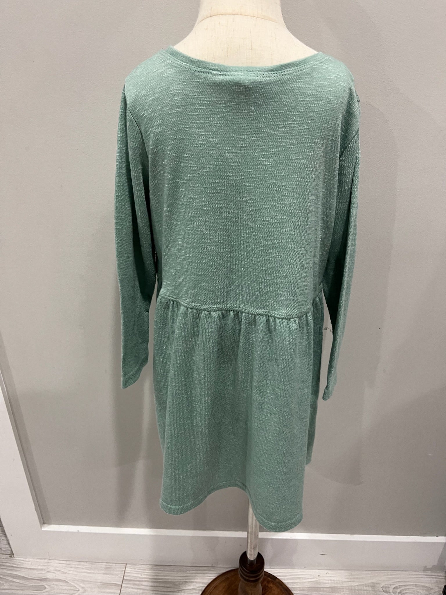 Girls Green Long Sleeve Dress image 2