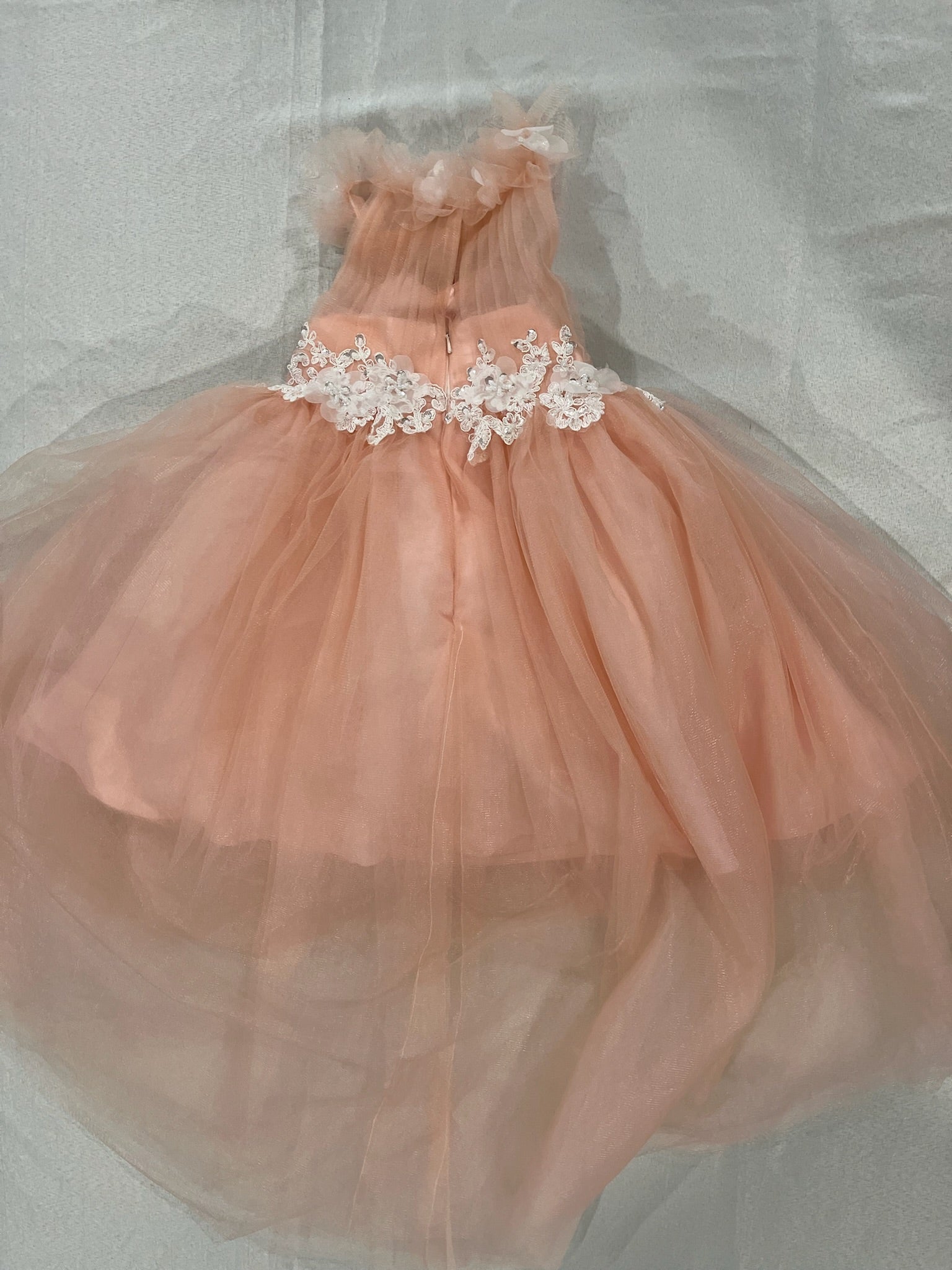 Girls Pearl Pink Flower Girl Dress image 3