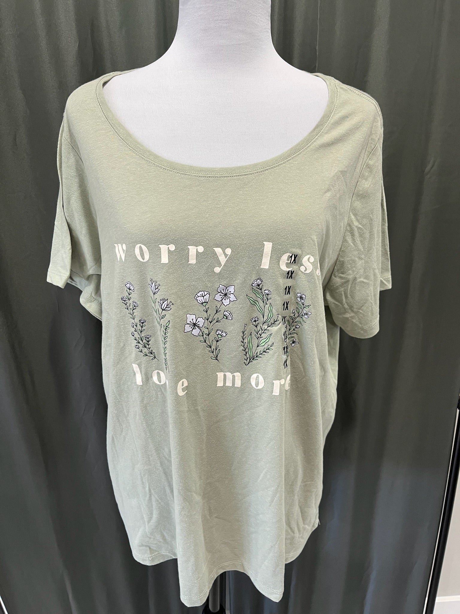 Women’s Green Worry Less Love More Shirt image 0