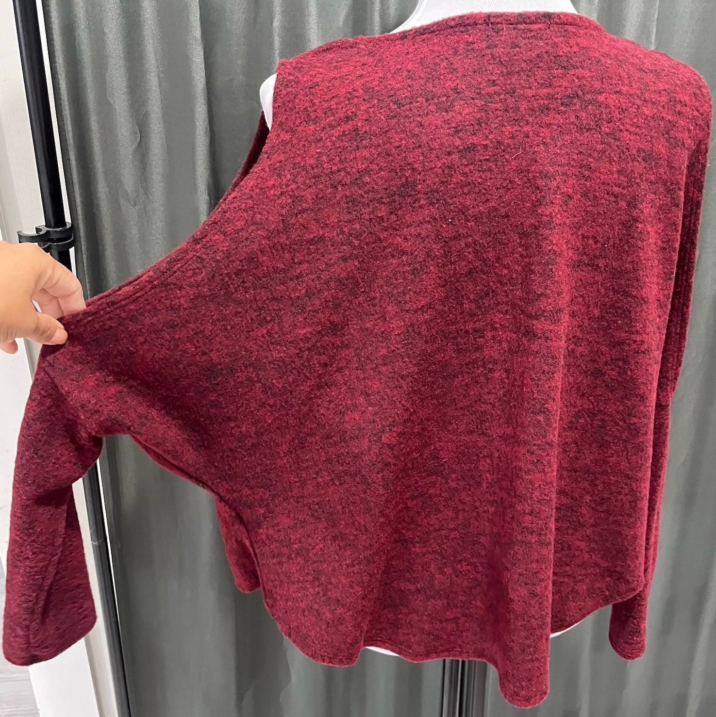 Women’s Burgundy Peek A Boo Long Sleeve Shirt image 3