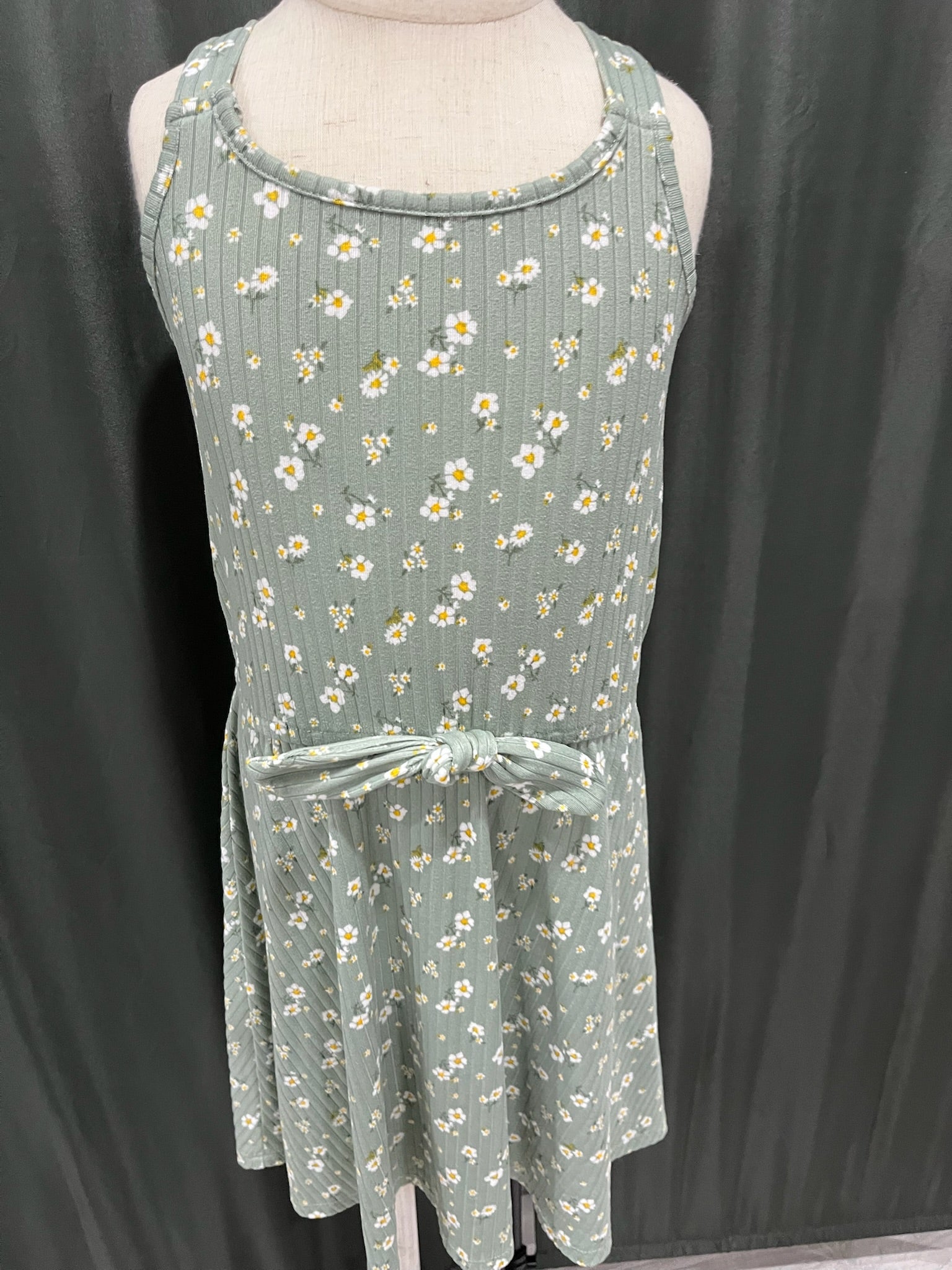 Girls Green Floral Dress image 0