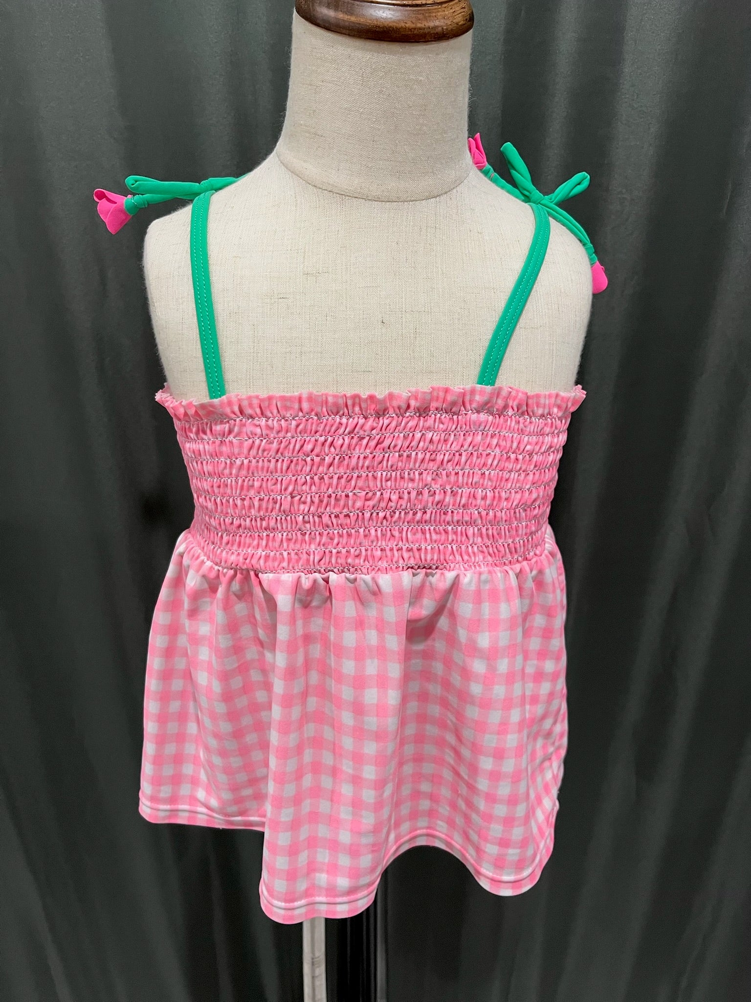 Girls Pink Checkered Tank Top image 0