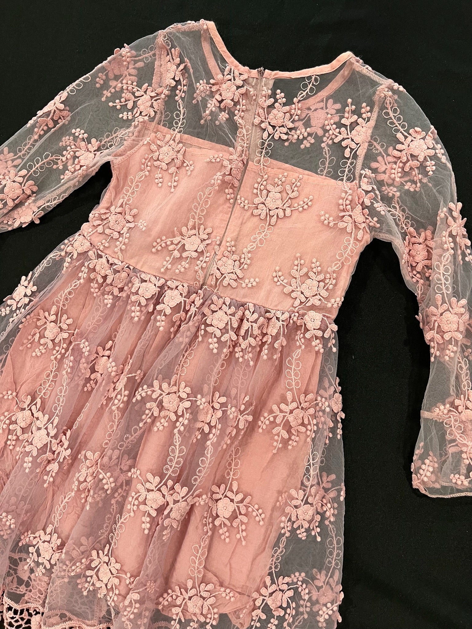 Girls Pink Lace Dress image 3