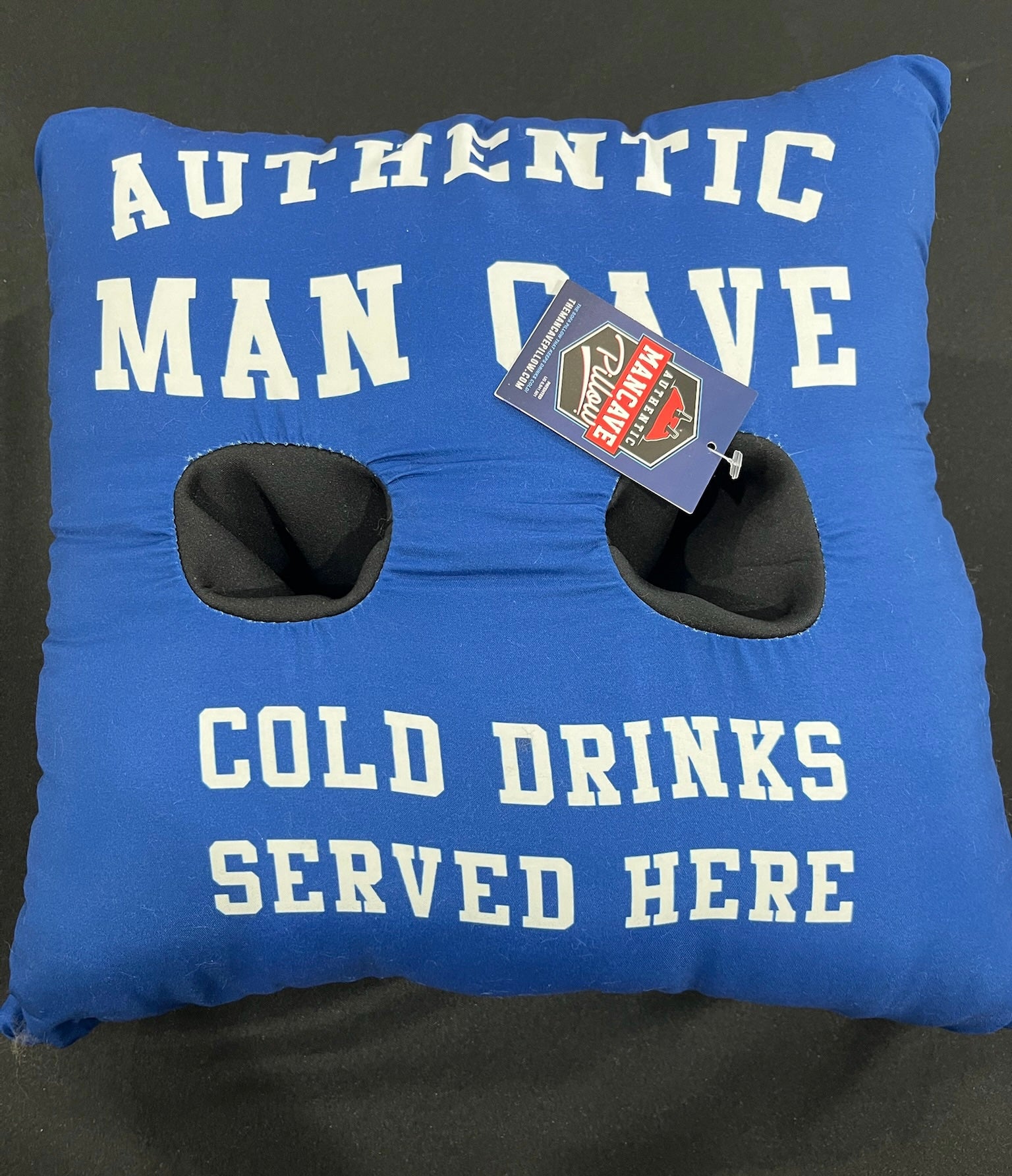 Man Cave Blue Cup Holder Pillow image 1