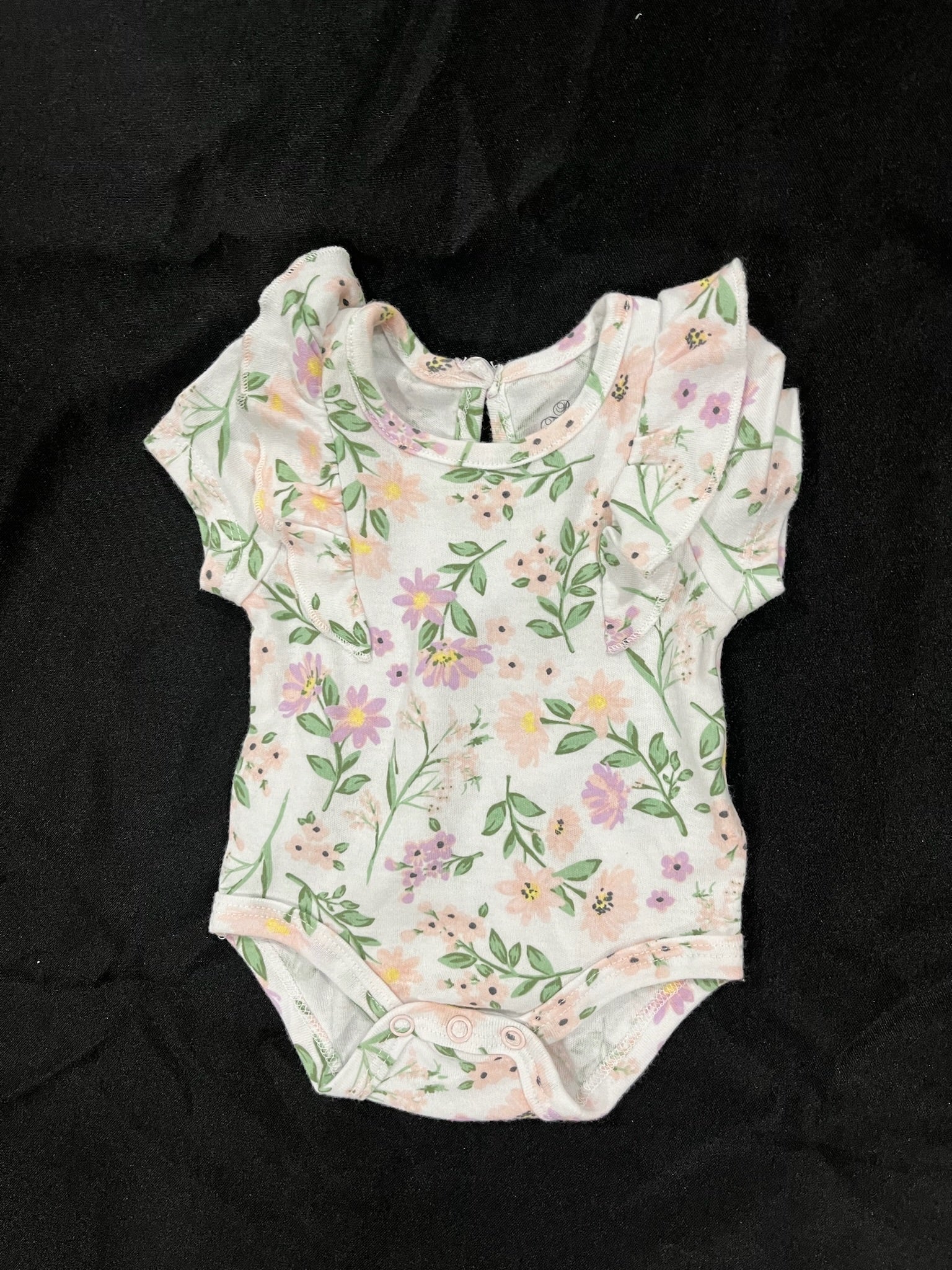 Girl White Floral Onesie image 0