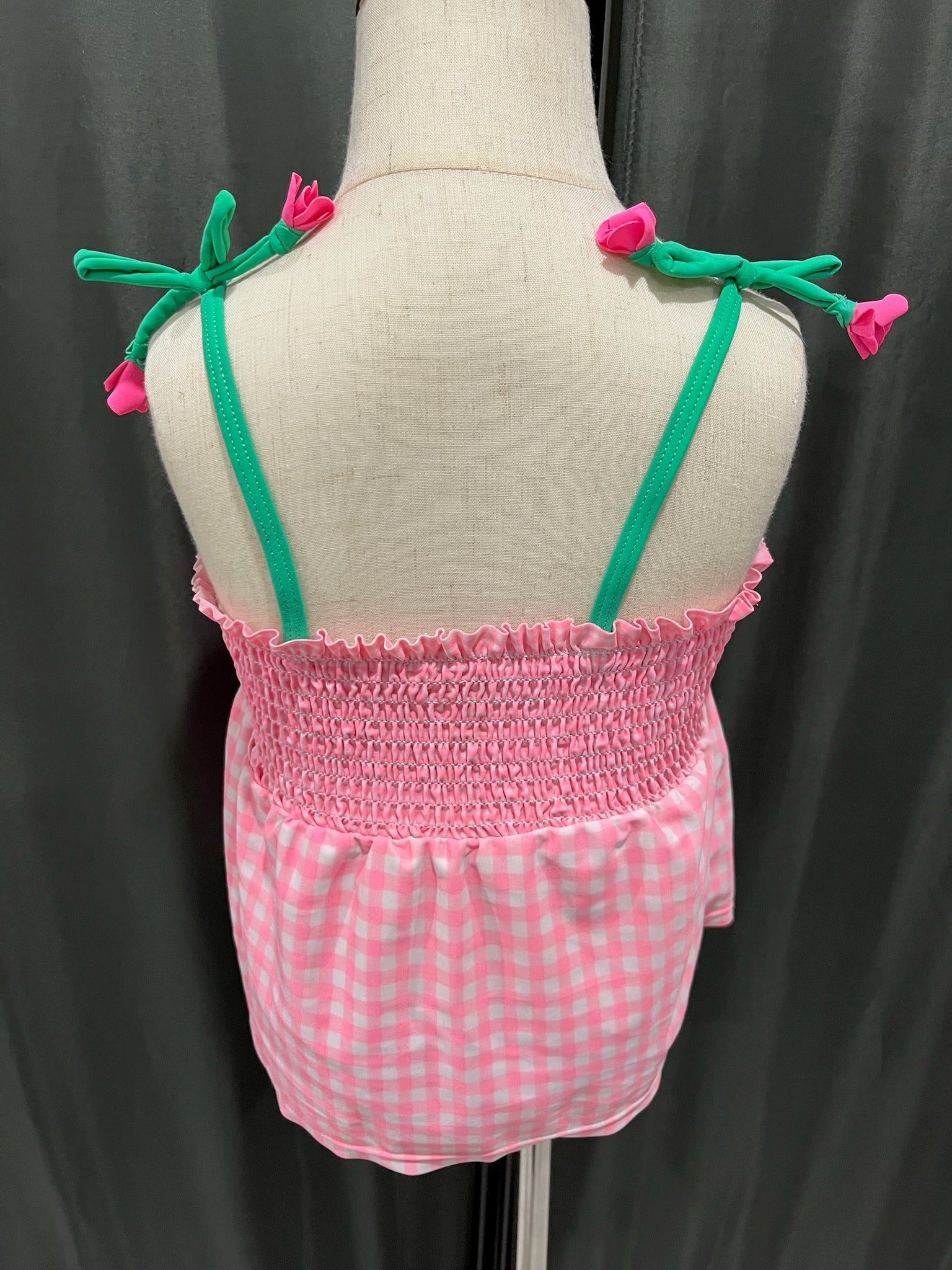 Girls Pink Checkered Tank Top image 1