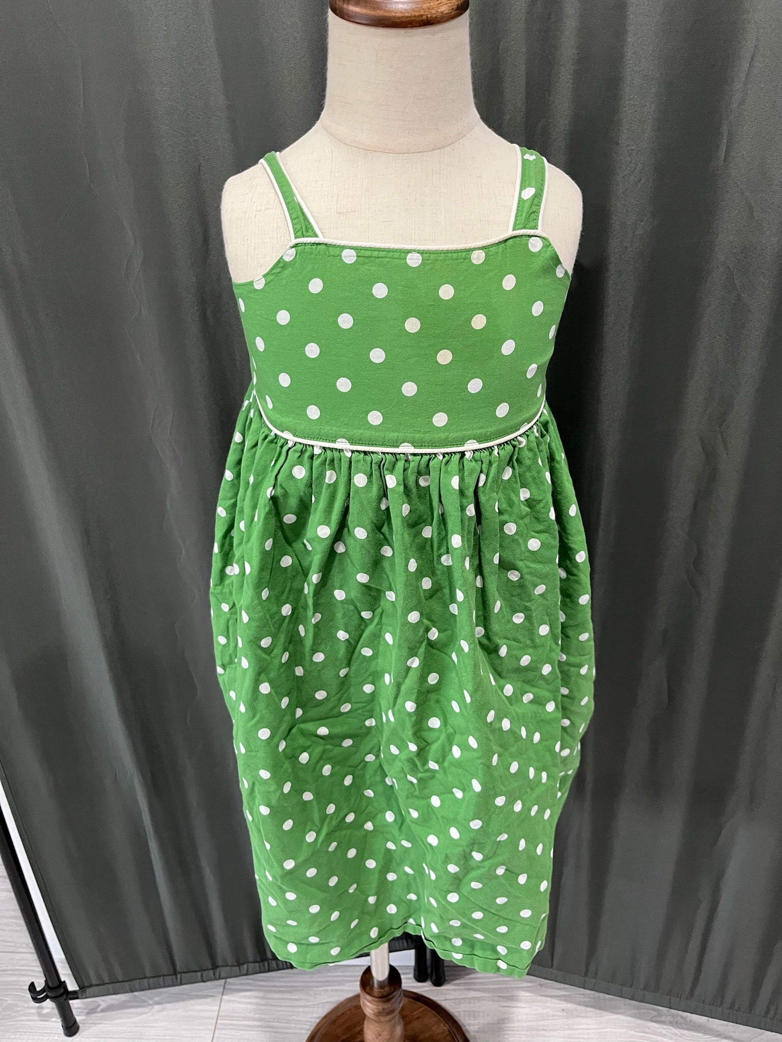 Girls Green Polka Dot Dress image 1