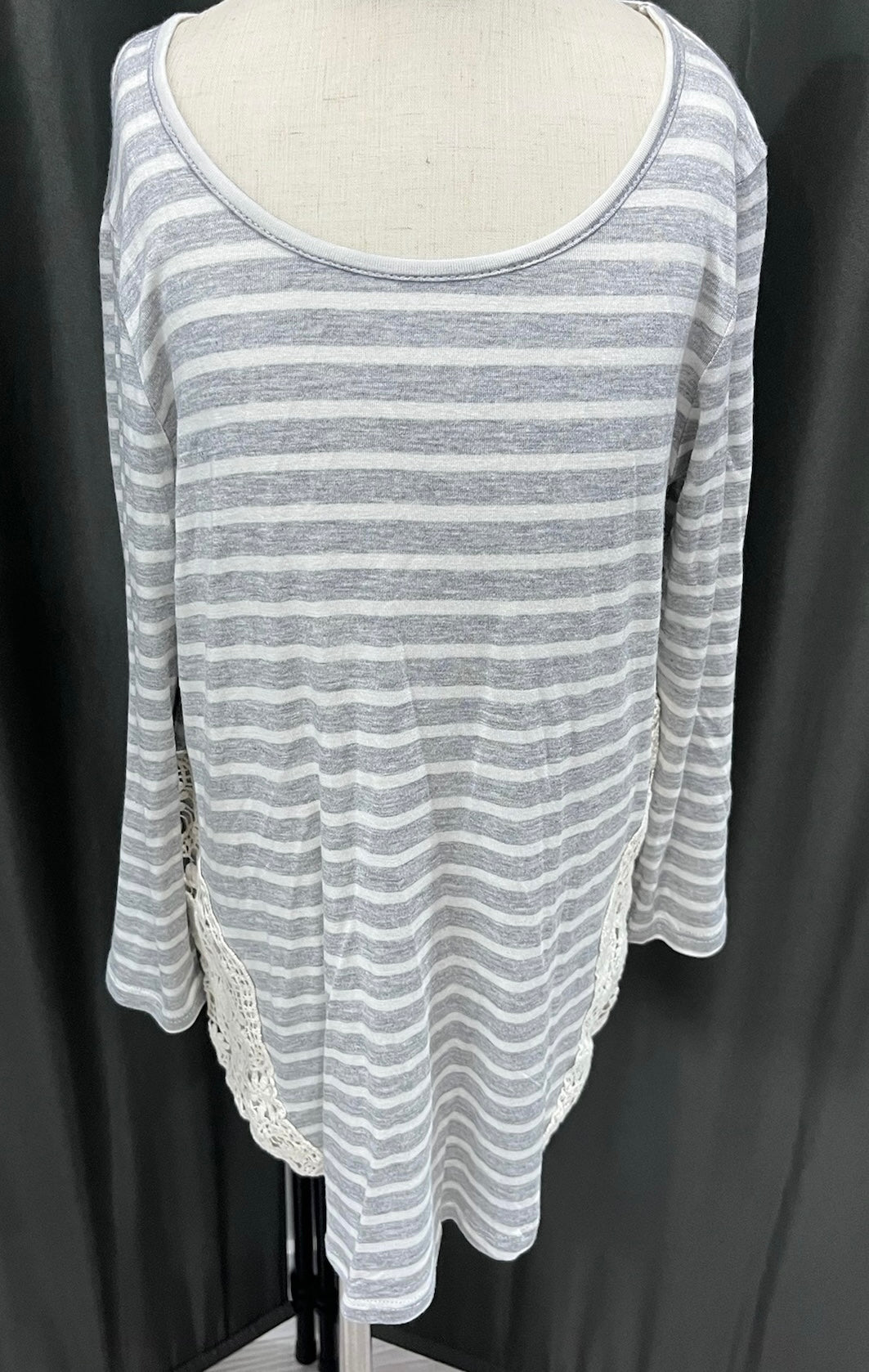 Girls Grey Striped Shirt image 0