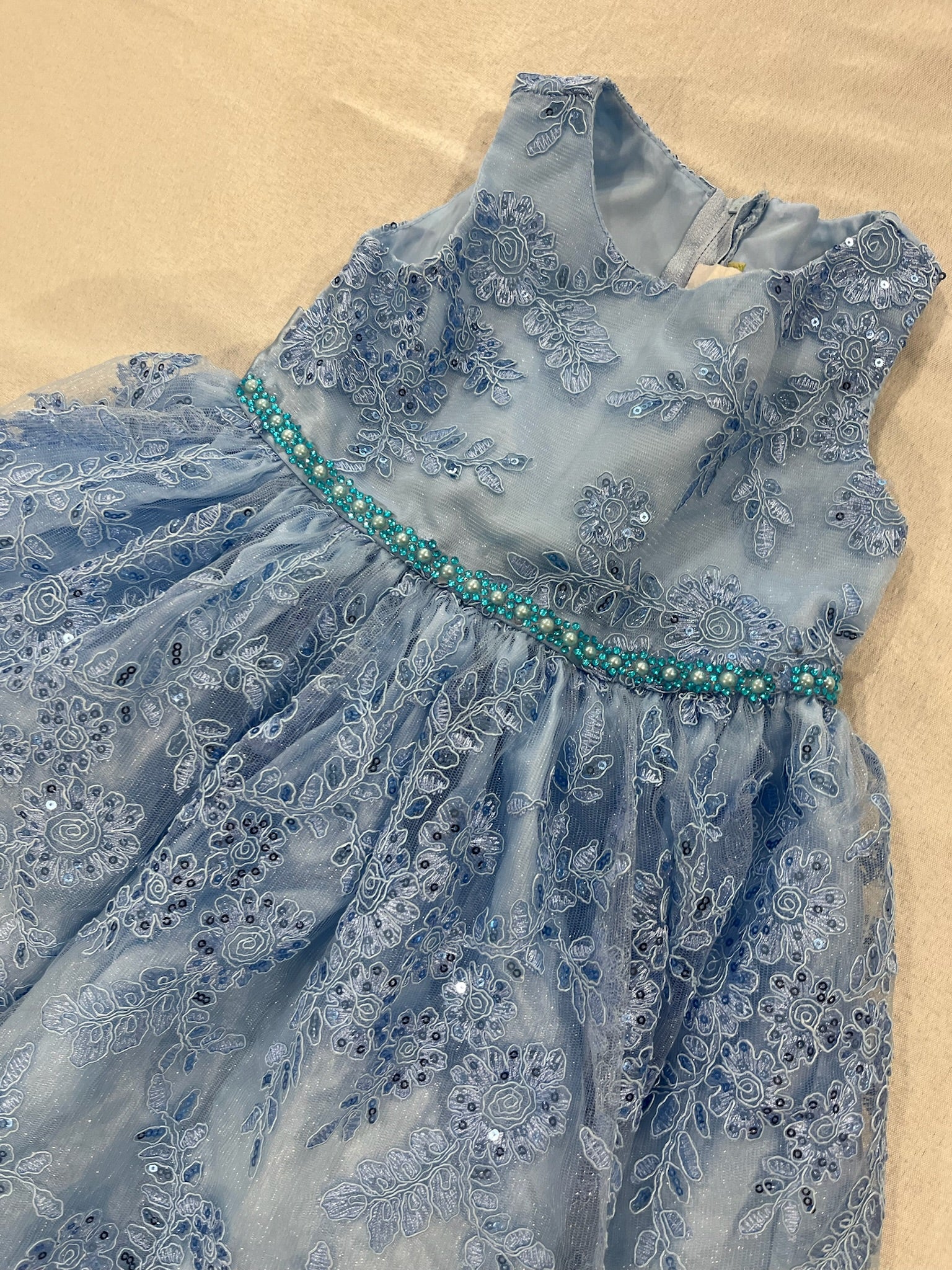 Girls Blue Sparkly Dress image 1
