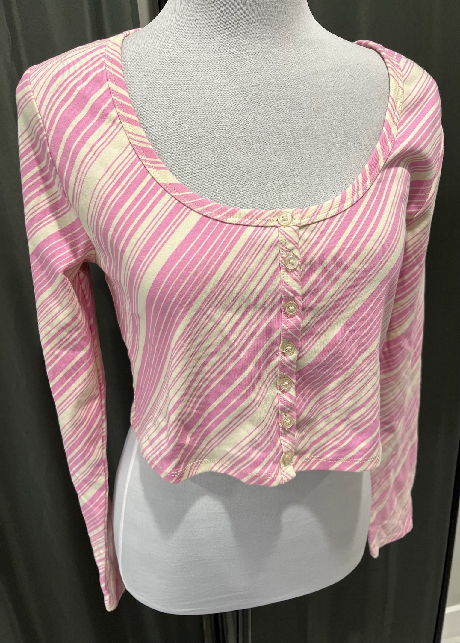 Women’s Pink Striped Crop Top image 1