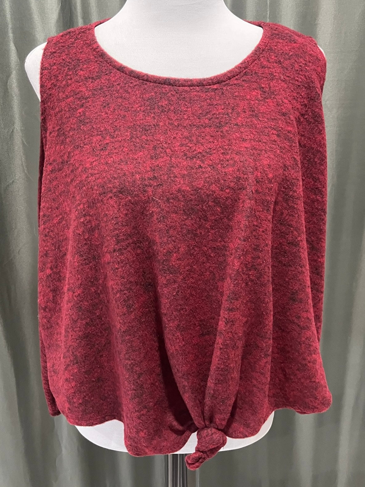 Women’s Burgundy Peek A Boo Long Sleeve Shirt image 0