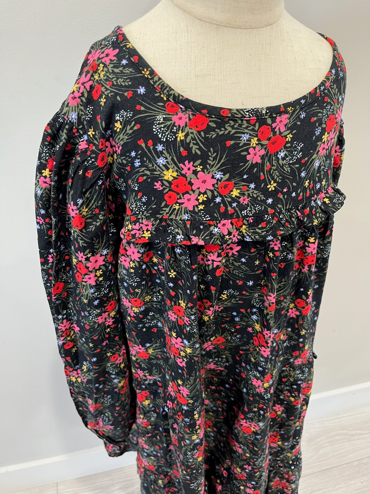 Girls Floral Long Sleeve Dress image 3
