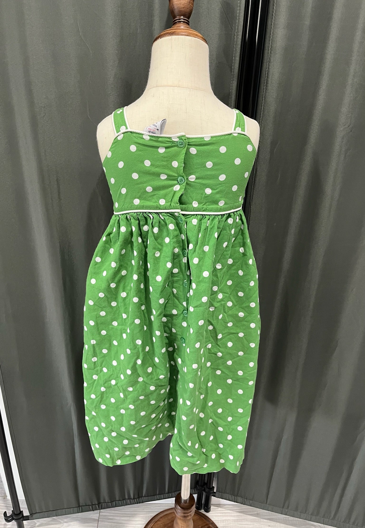 Girls Green Polka Dot Dress image 2