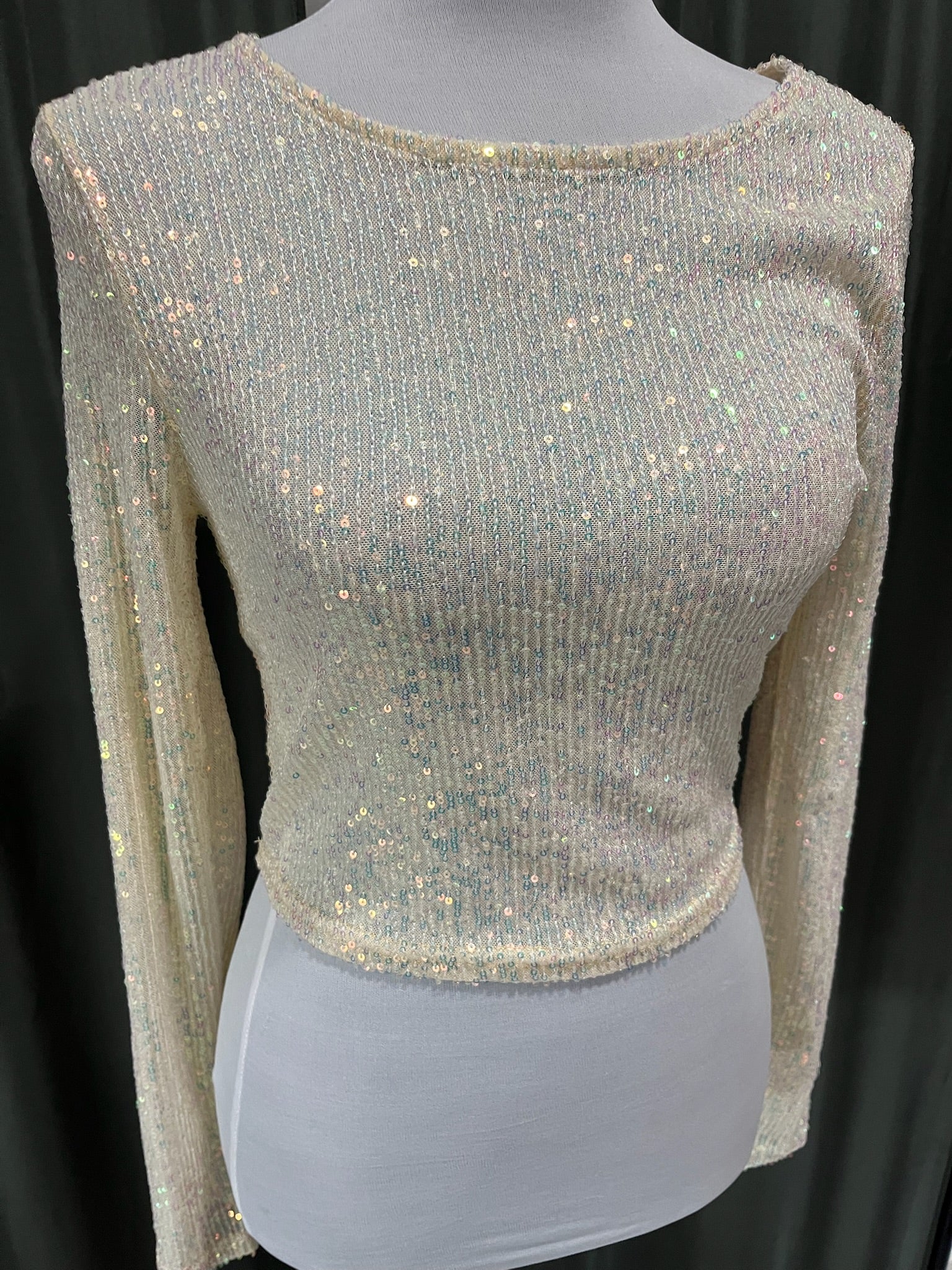 Women’s Beige Sequin Long Sleeve image 2
