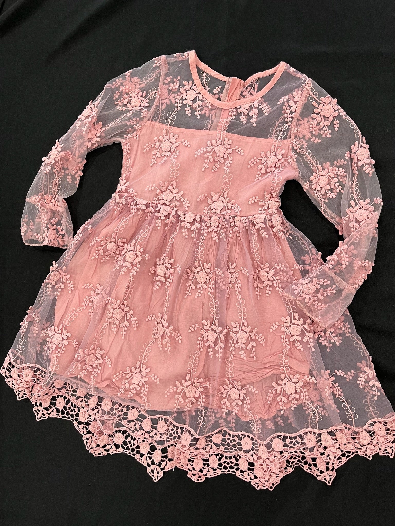 Girls Pink Lace Dress image 0