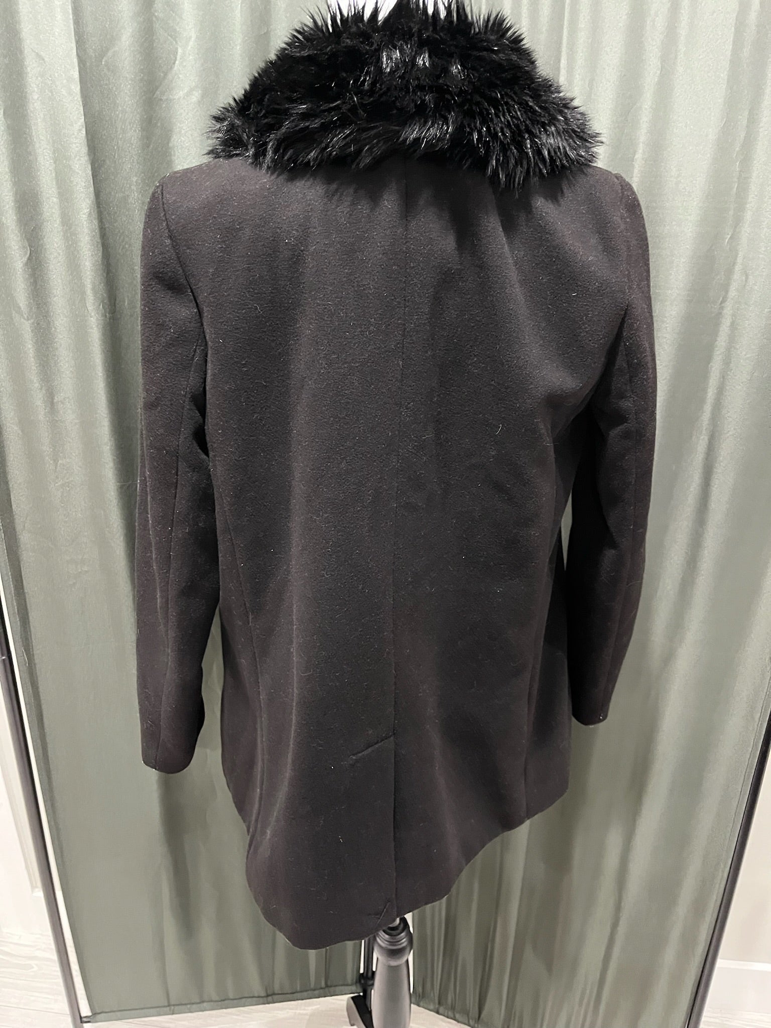Black Suit Coat with Fur Collar image 1
