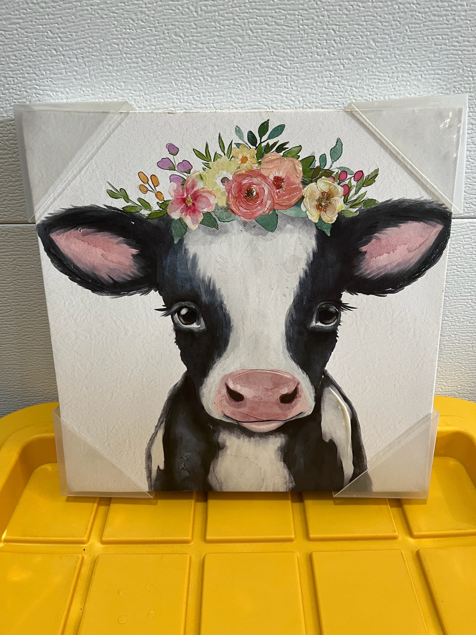 Cow With Floral Crown Canvas image 1