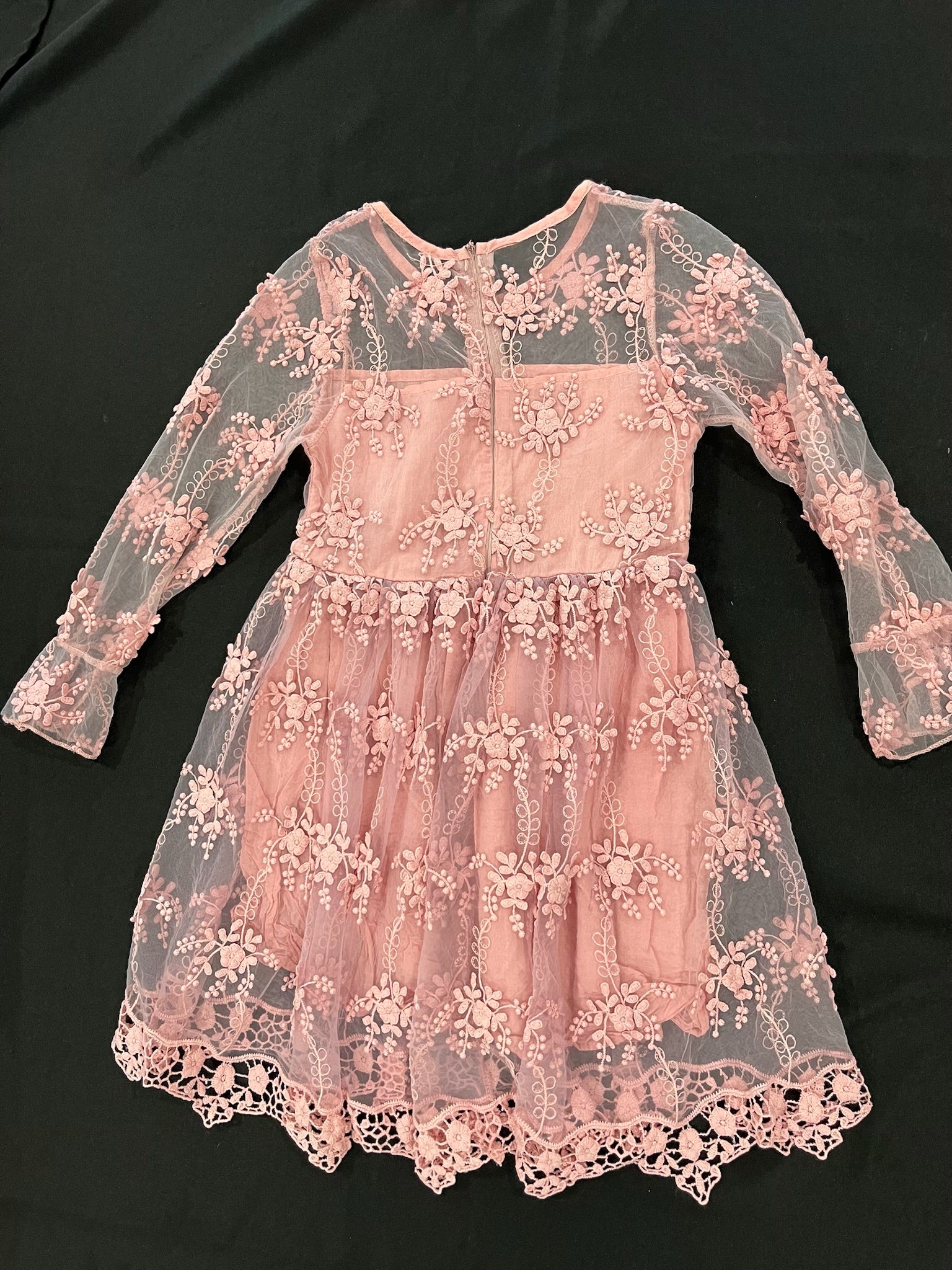 Girls Pink Lace Dress image 2