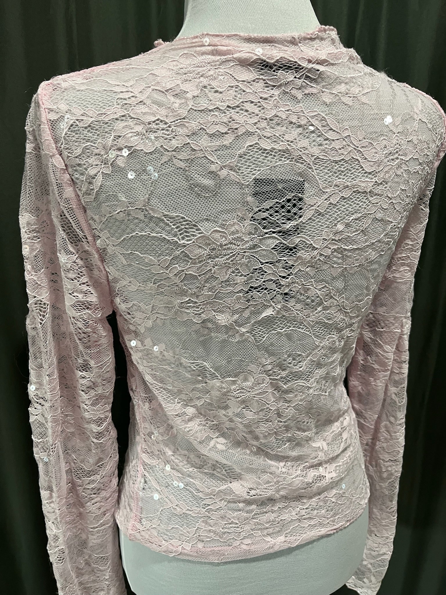 Women’s Pink Lace Long Sleeve Shirt image 3