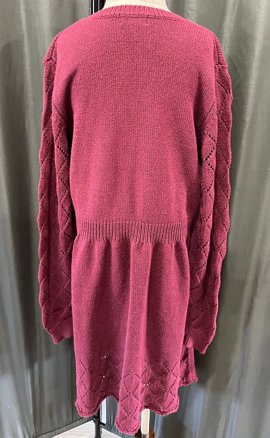 Girls Burgundy Knitted Sweater Dress image 2
