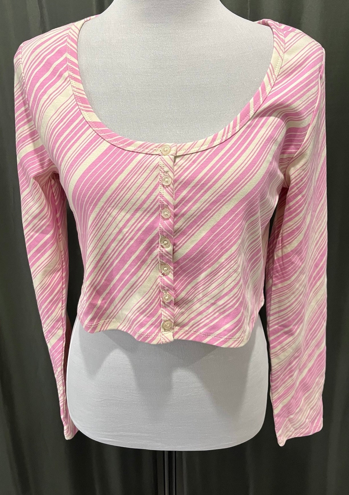 Women’s Pink Striped Crop Top image 0