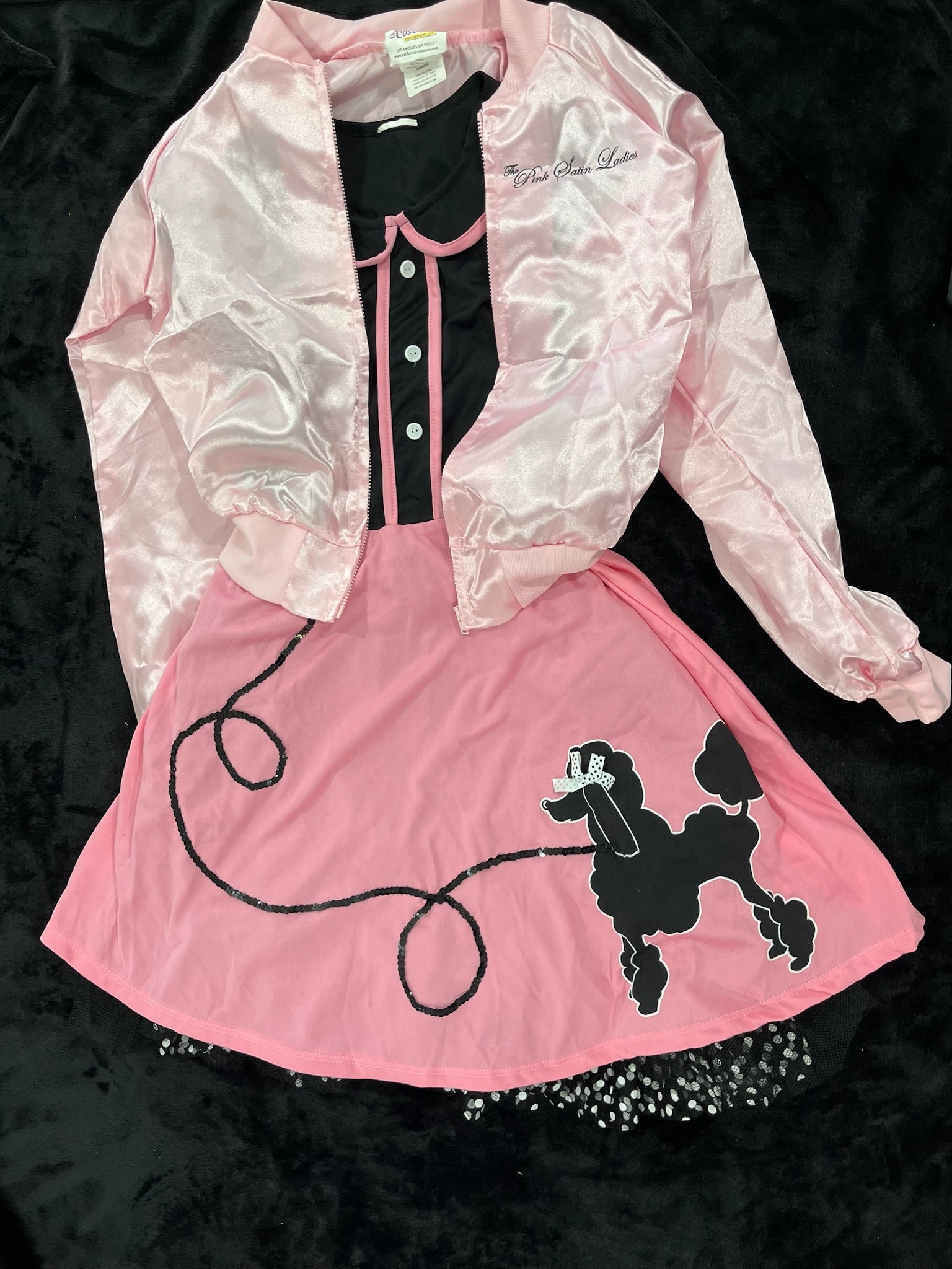 Girls Pink Lady Jacket & 50s Outfit Costume Set image 0