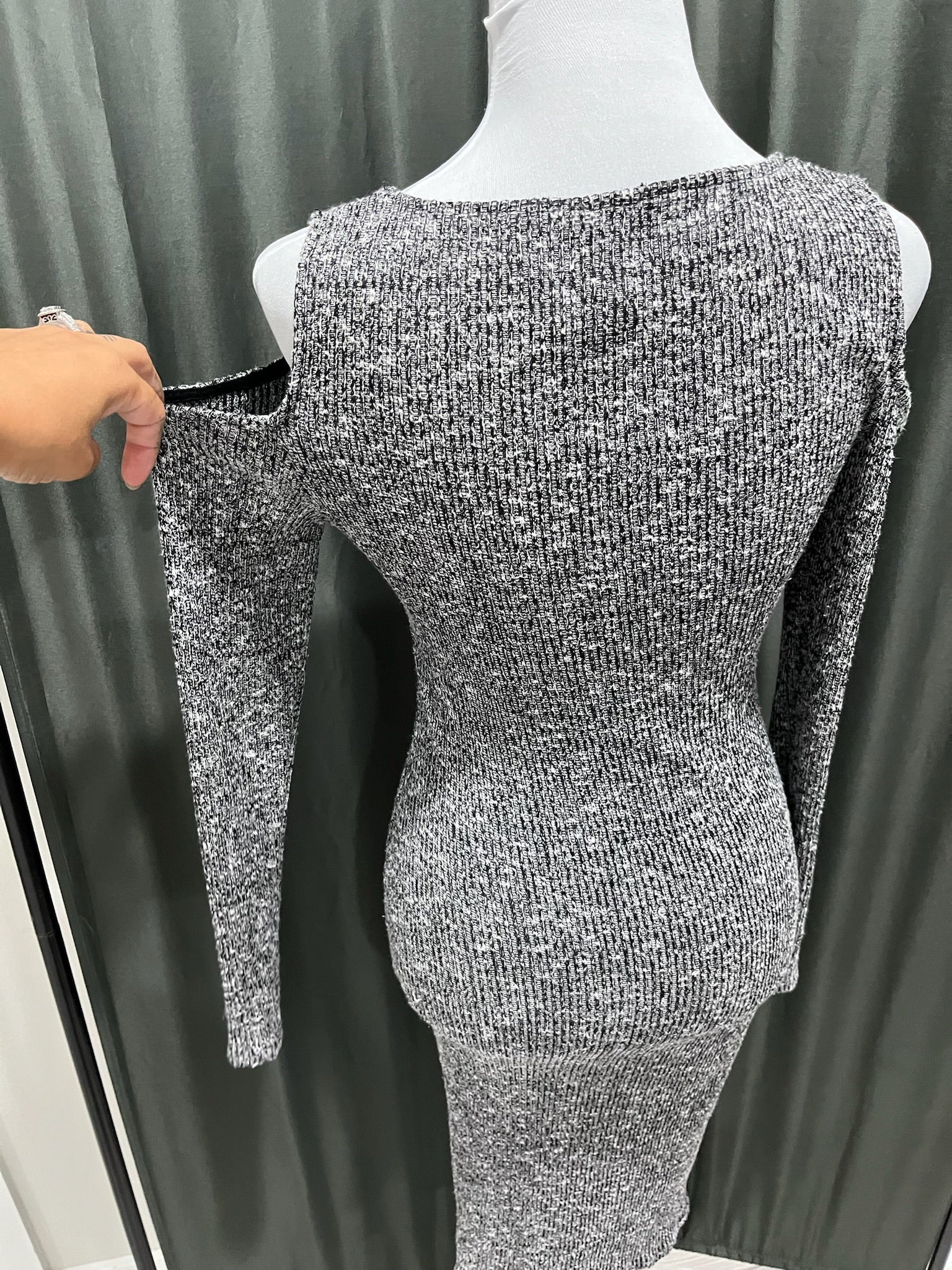 Grey Open Shoulder Dress image 3