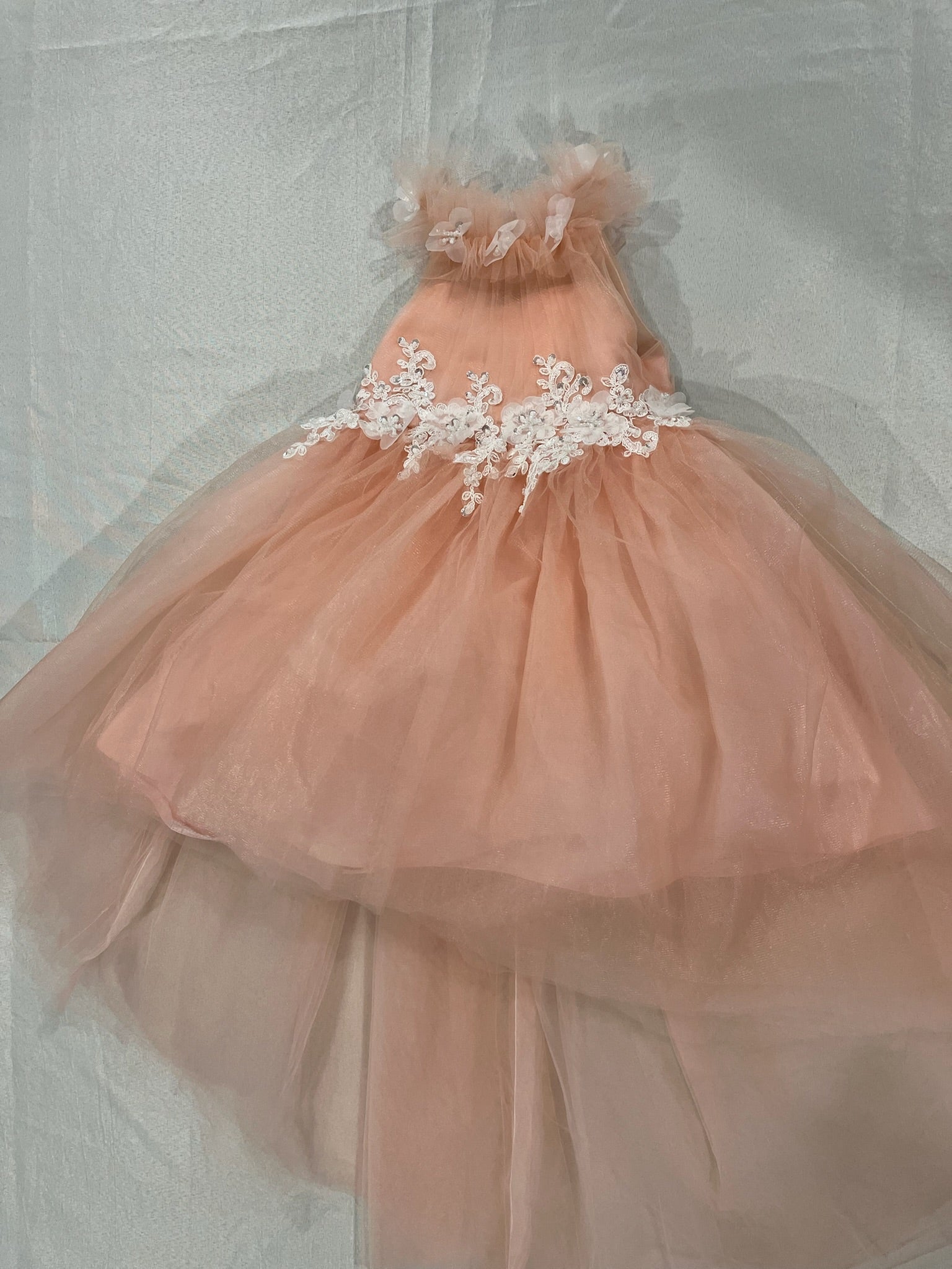 Girls Pearl Pink Flower Girl Dress image 0