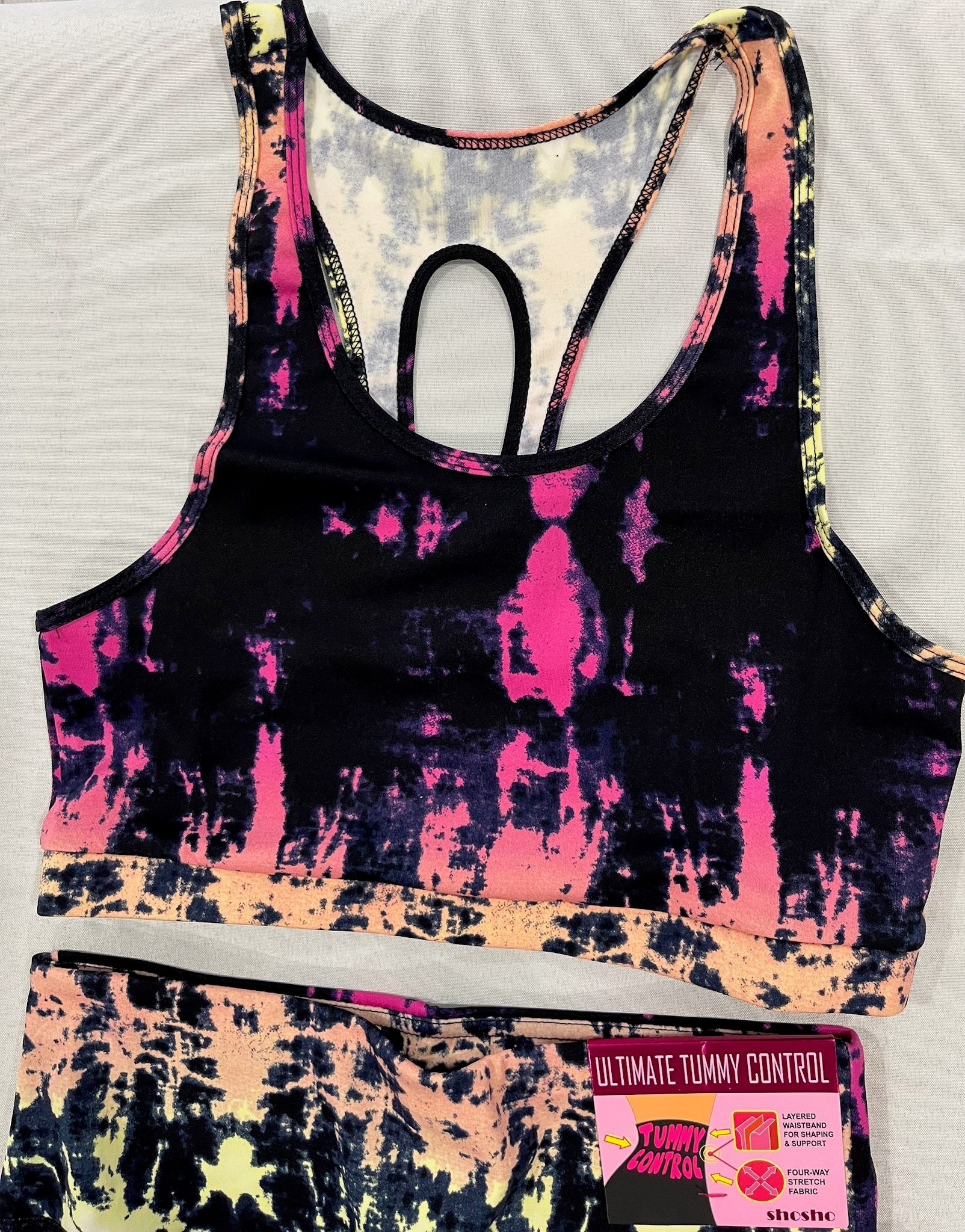 Women’s Yellow Pink Tie Dye Athletic Set image 2