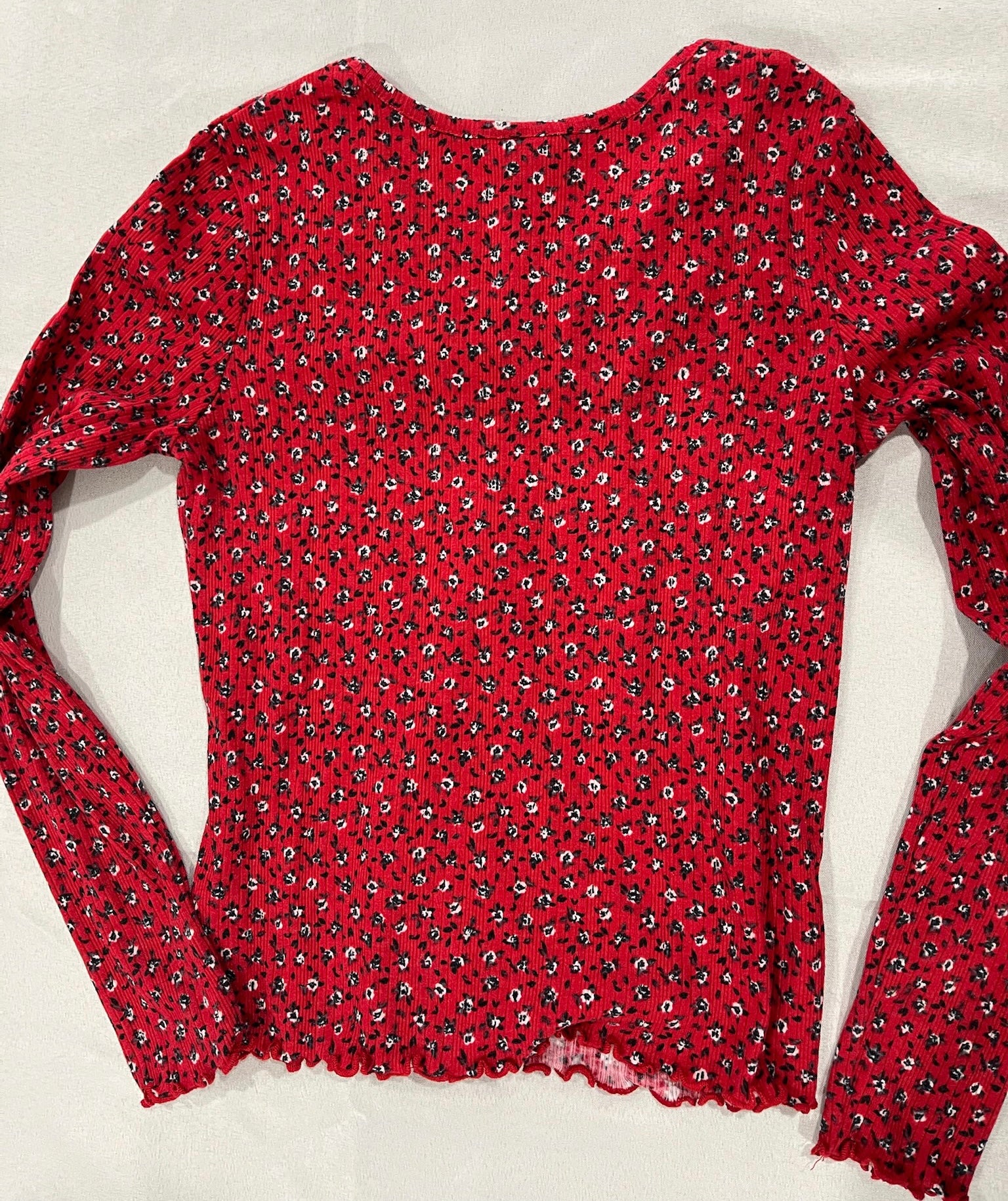 Red Floral Long Sleeve Shirt image 2
