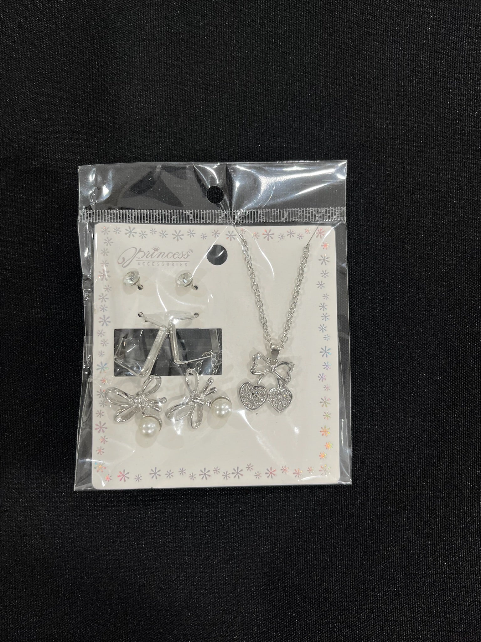 4 Piece Silver Jewelry Set; 3 Earrings, 1 Necklace image 0