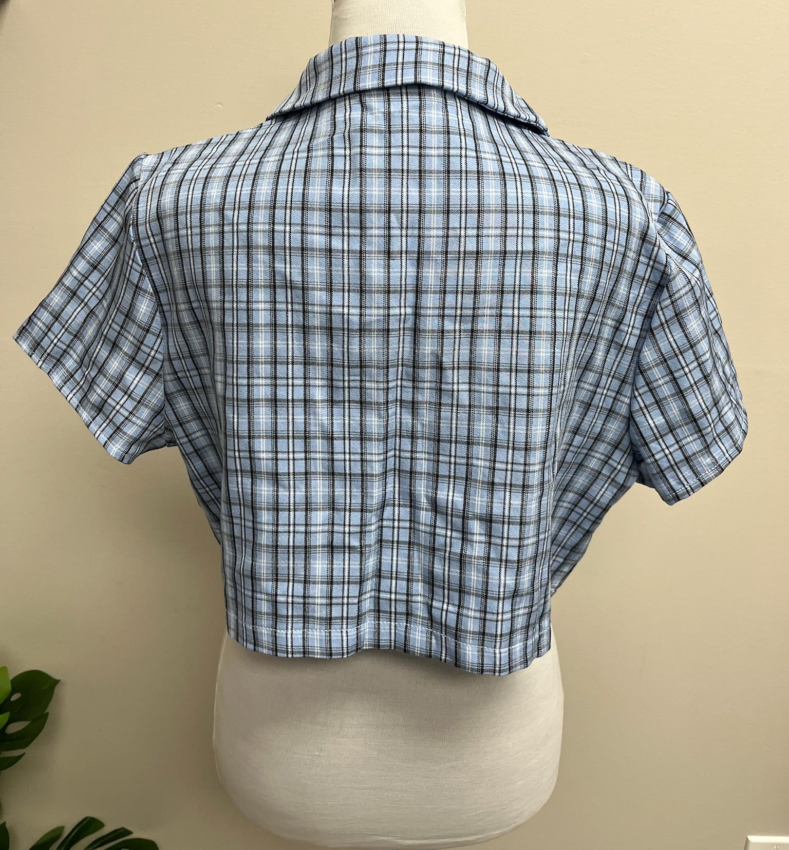 Used Women’s Blue Checkered Crop Top