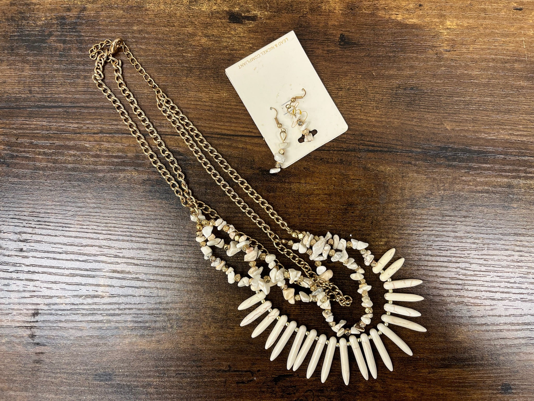 New Two Piece Layered Necklace & Earrings Set
