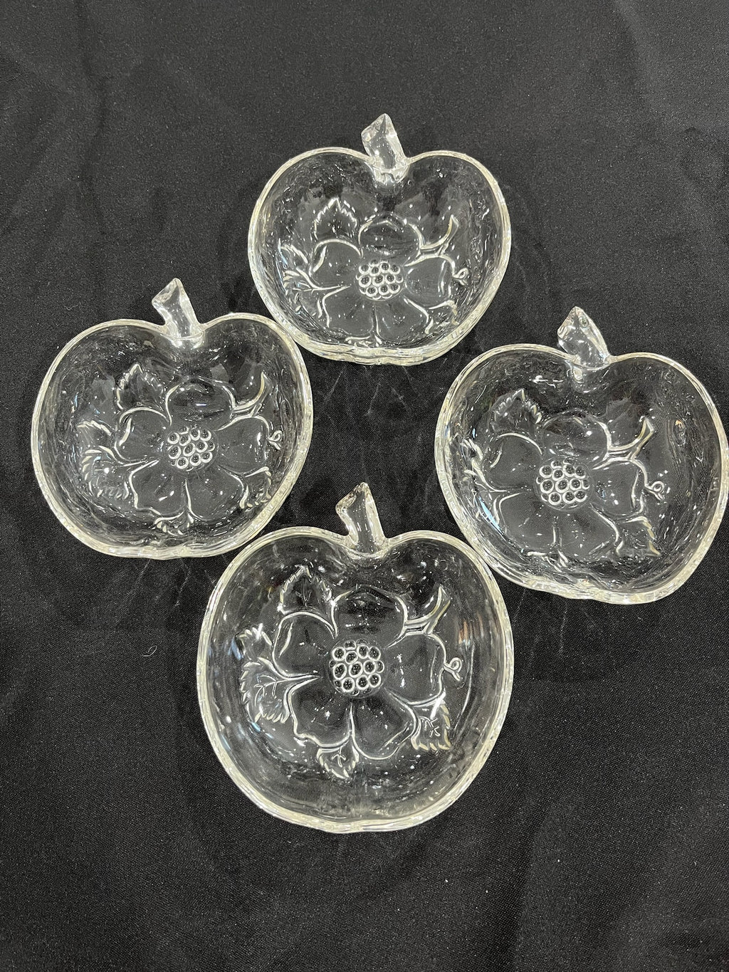 Four Piece Crystal Apple Shaped Snack Bowls image 0
