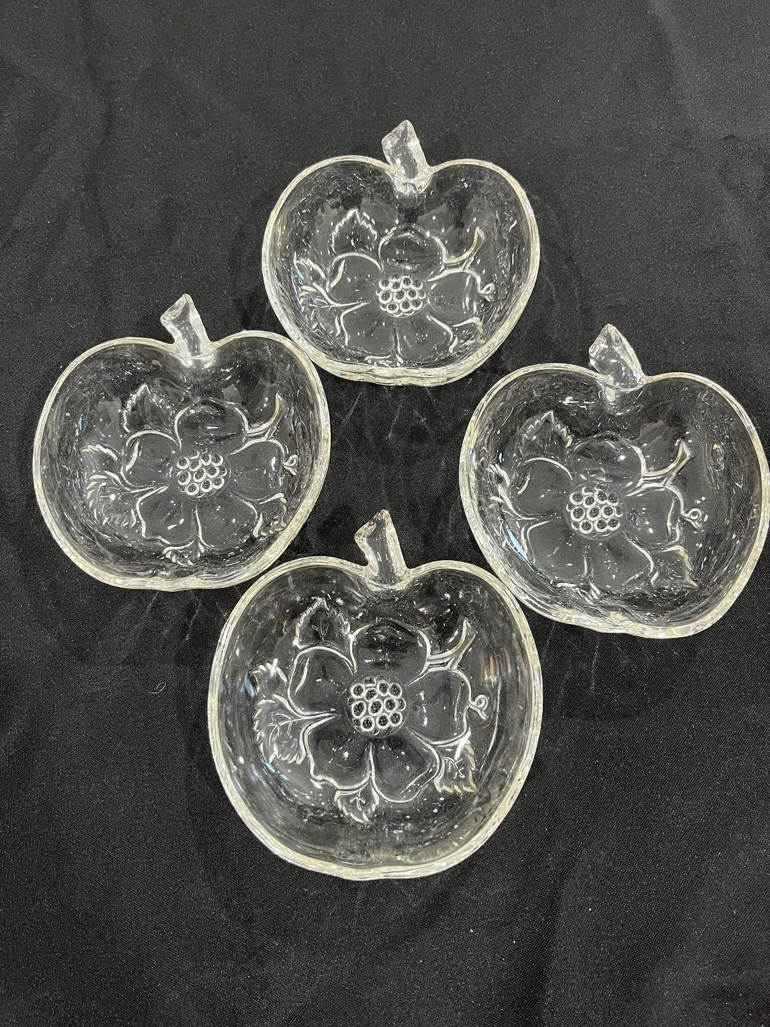 Four Piece Crystal Apple Shaped Snack Bowls image 0