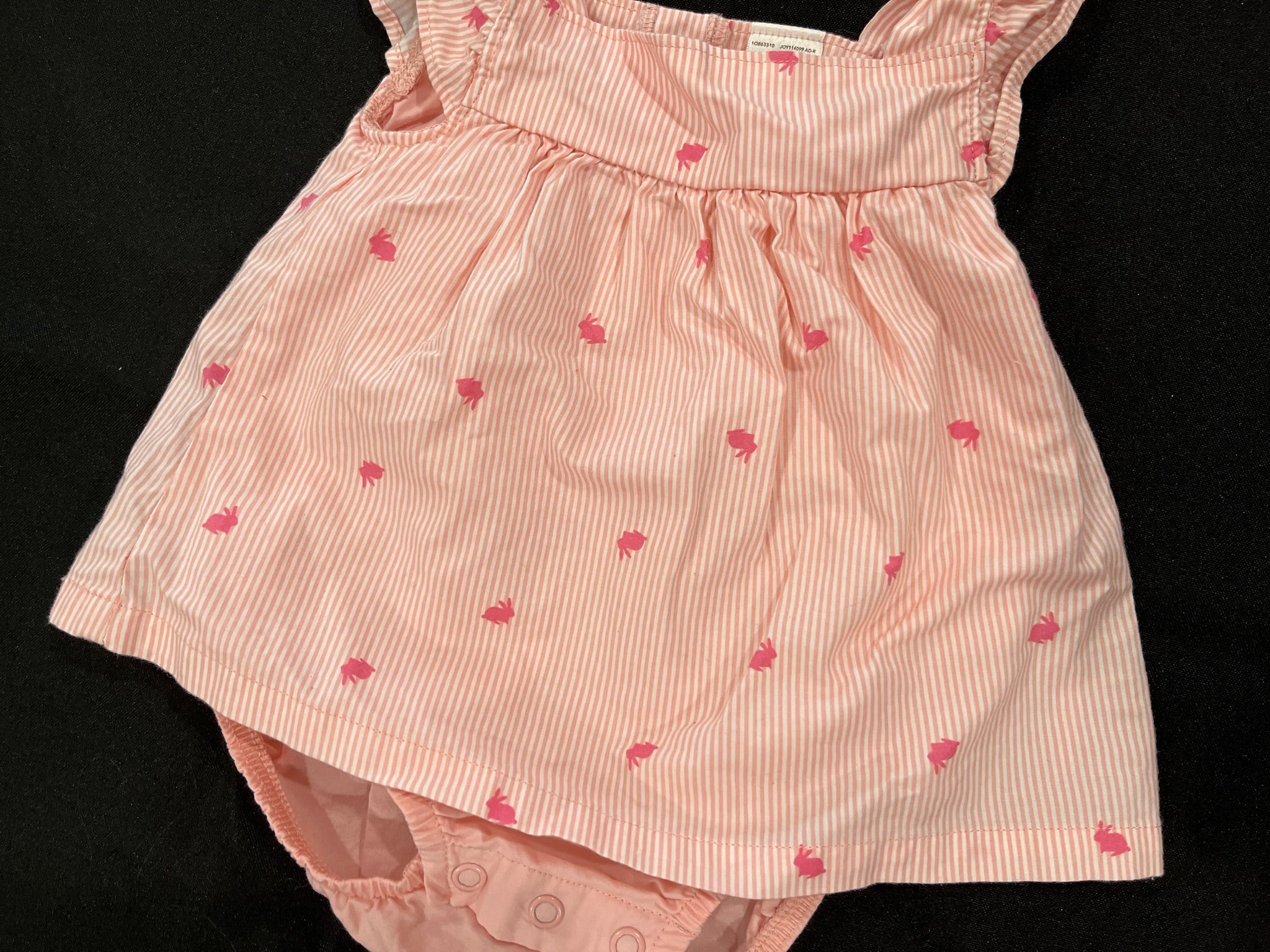 Carters Rabbit Striped Pink Dress Onesie image 2