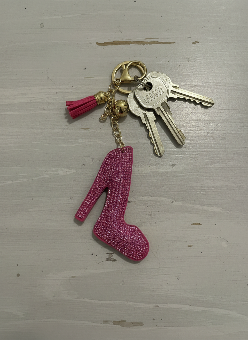 Bling Pink Heel Keychain
