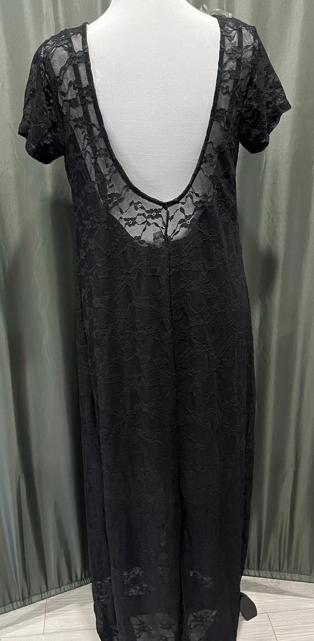 Black Lace Dress With Slip Dress image 1