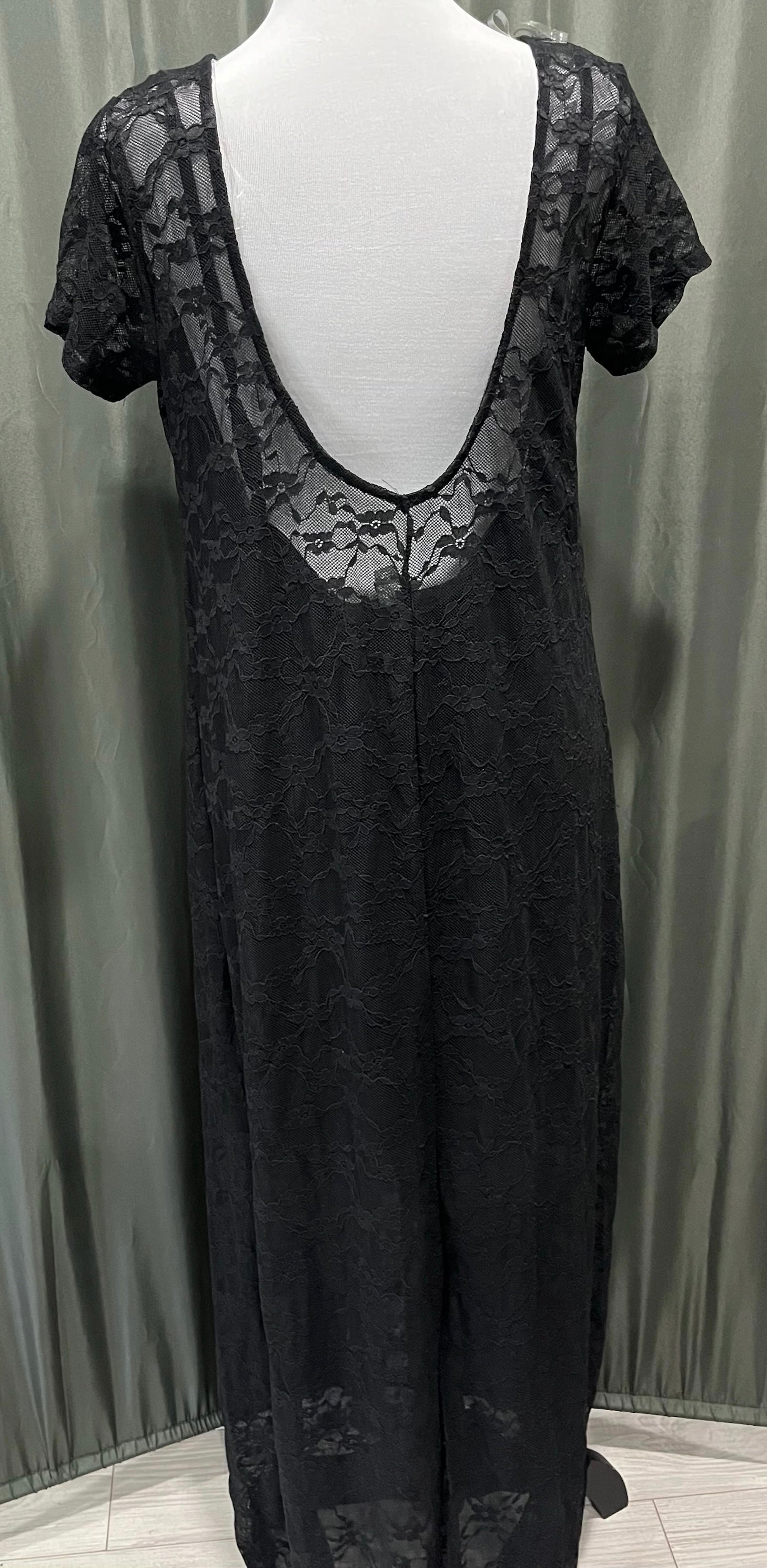 Black Lace Dress With Slip Dress image 1