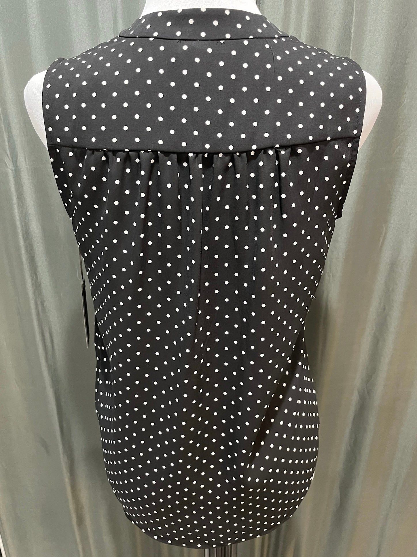 Black Polka Dot V Neck Tank Top image 2