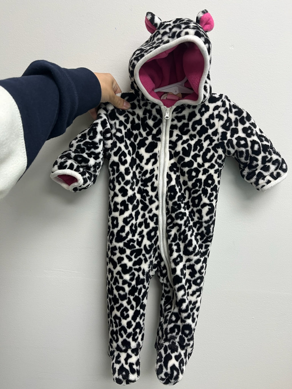 Used Girls Leopard Cozy Hooded Onesie