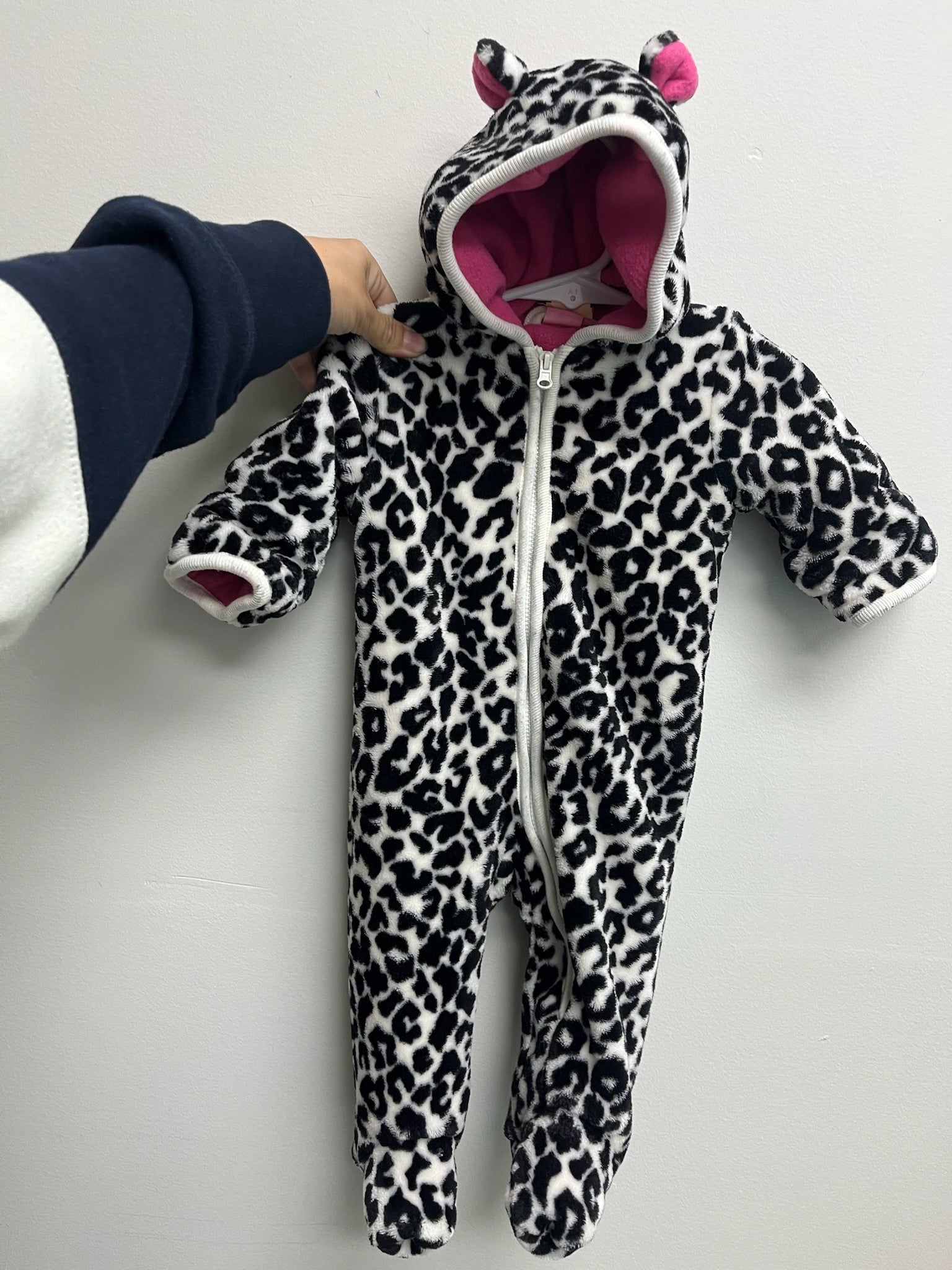 Used Girls Leopard Cozy Hooded Onesie