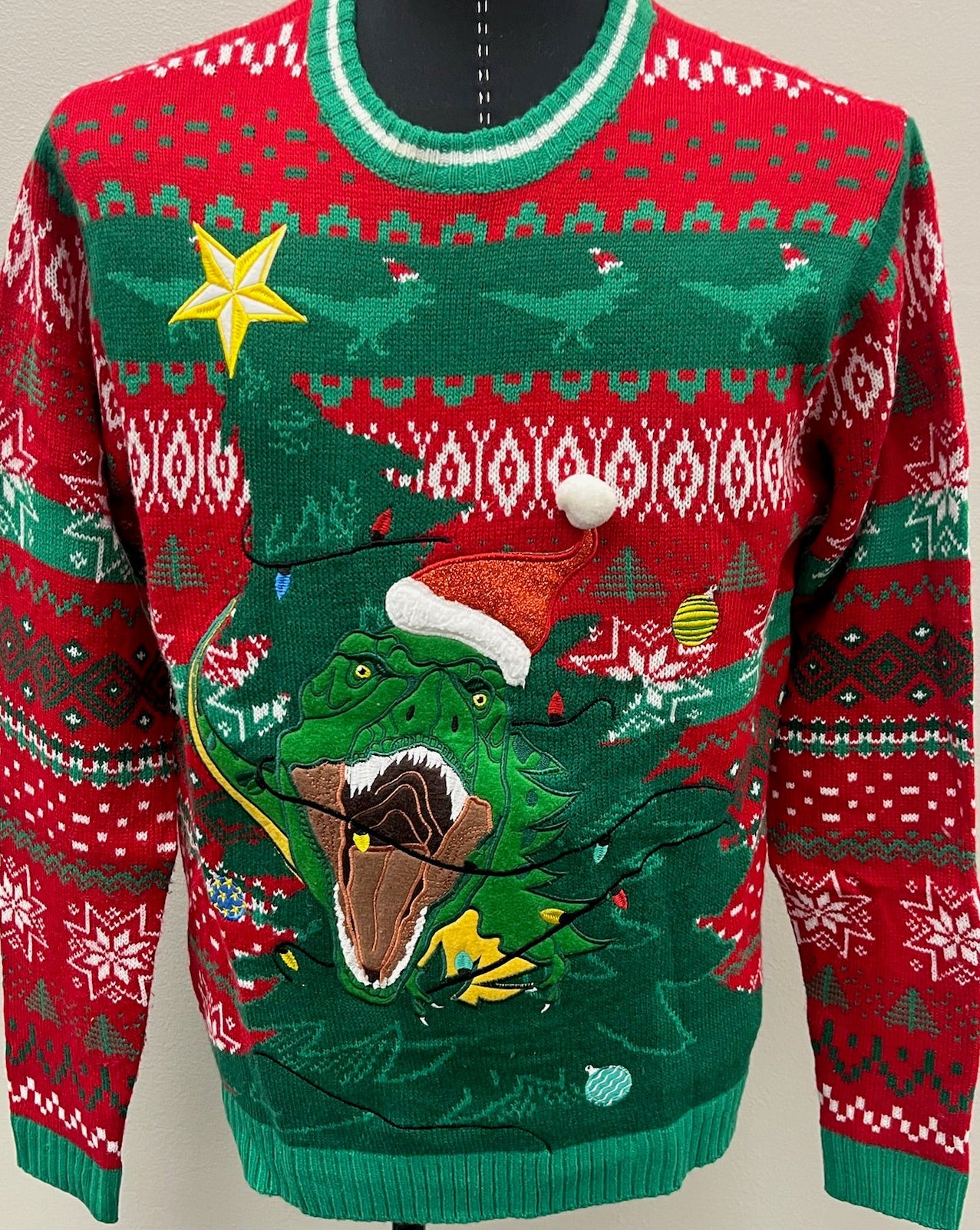 Unisex Adult T-Rex Christmas Sweater