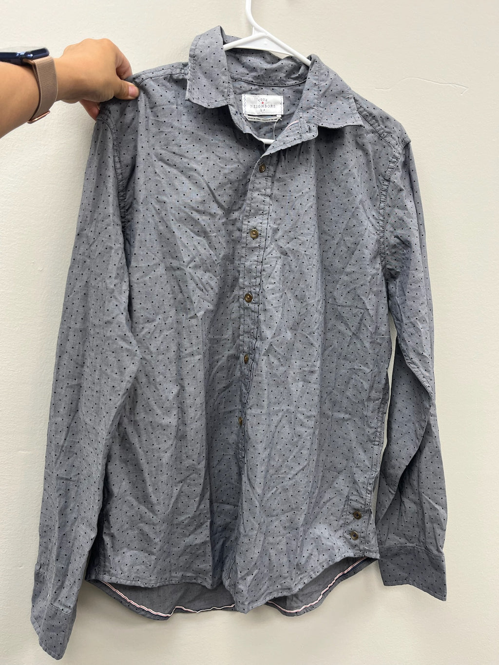 New Men’s Grey Long Sleeve Button Up Shirt