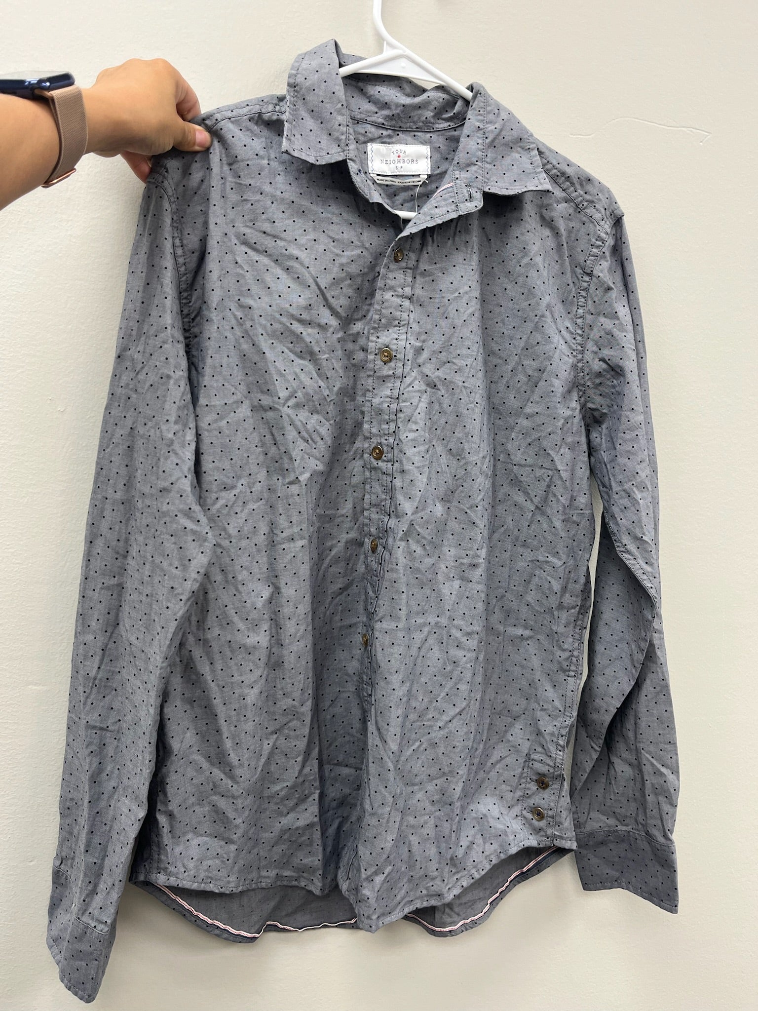 New Men’s Grey Long Sleeve Button Up Shirt
